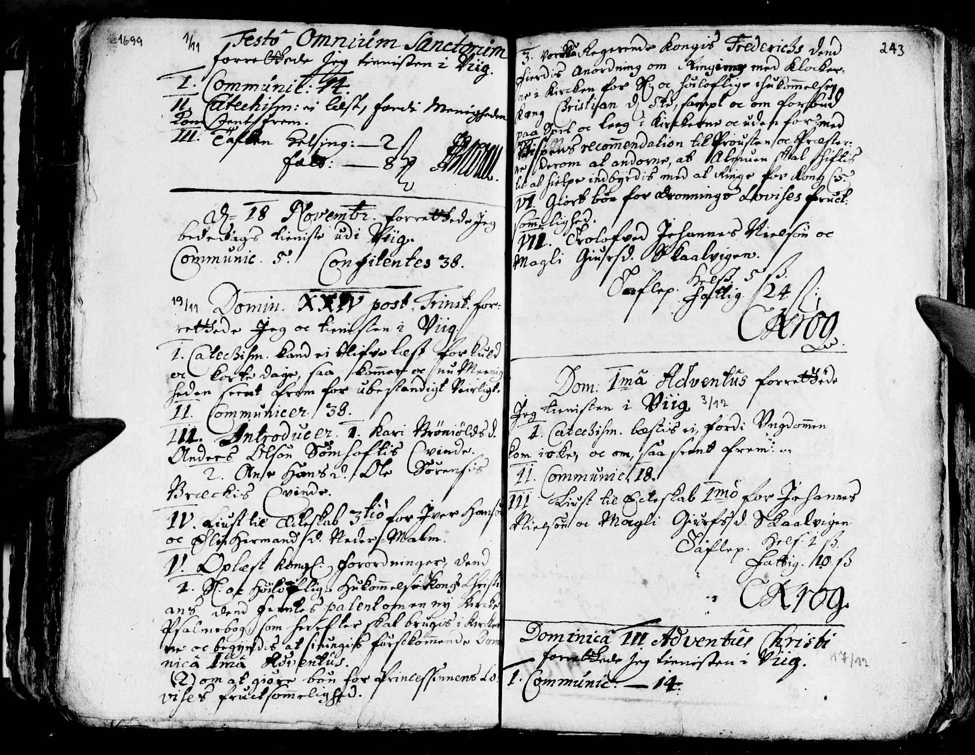 Ministerialprotokoller, klokkerbøker og fødselsregistre - Nordland, AV/SAT-A-1459/812/L0172: Ministerialbok nr. 812A01, 1677-1718, s. 243