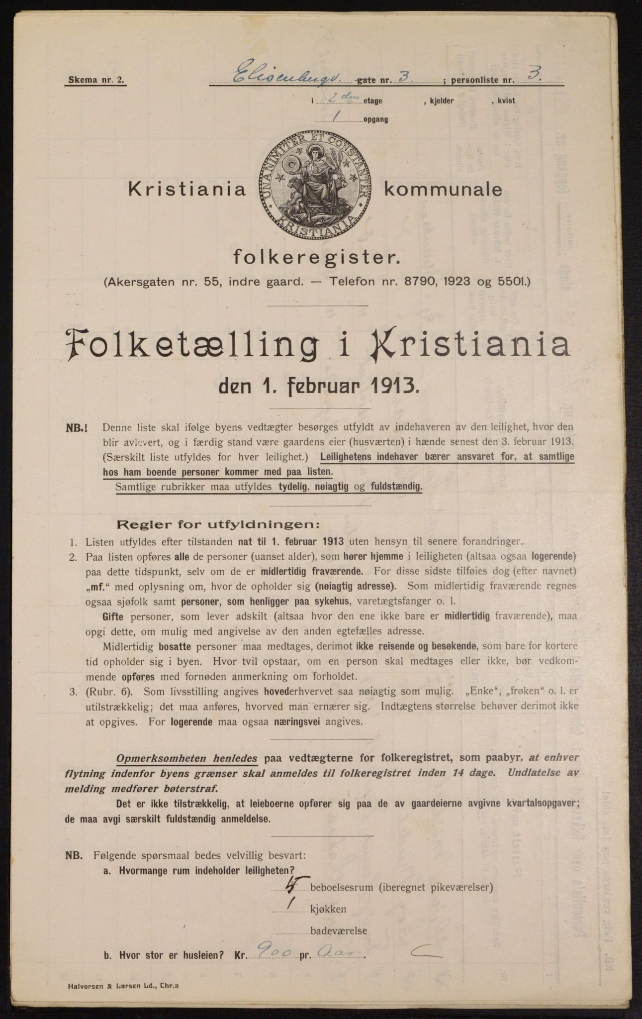 OBA, Kommunal folketelling 1.2.1913 for Kristiania, 1913, s. 20532