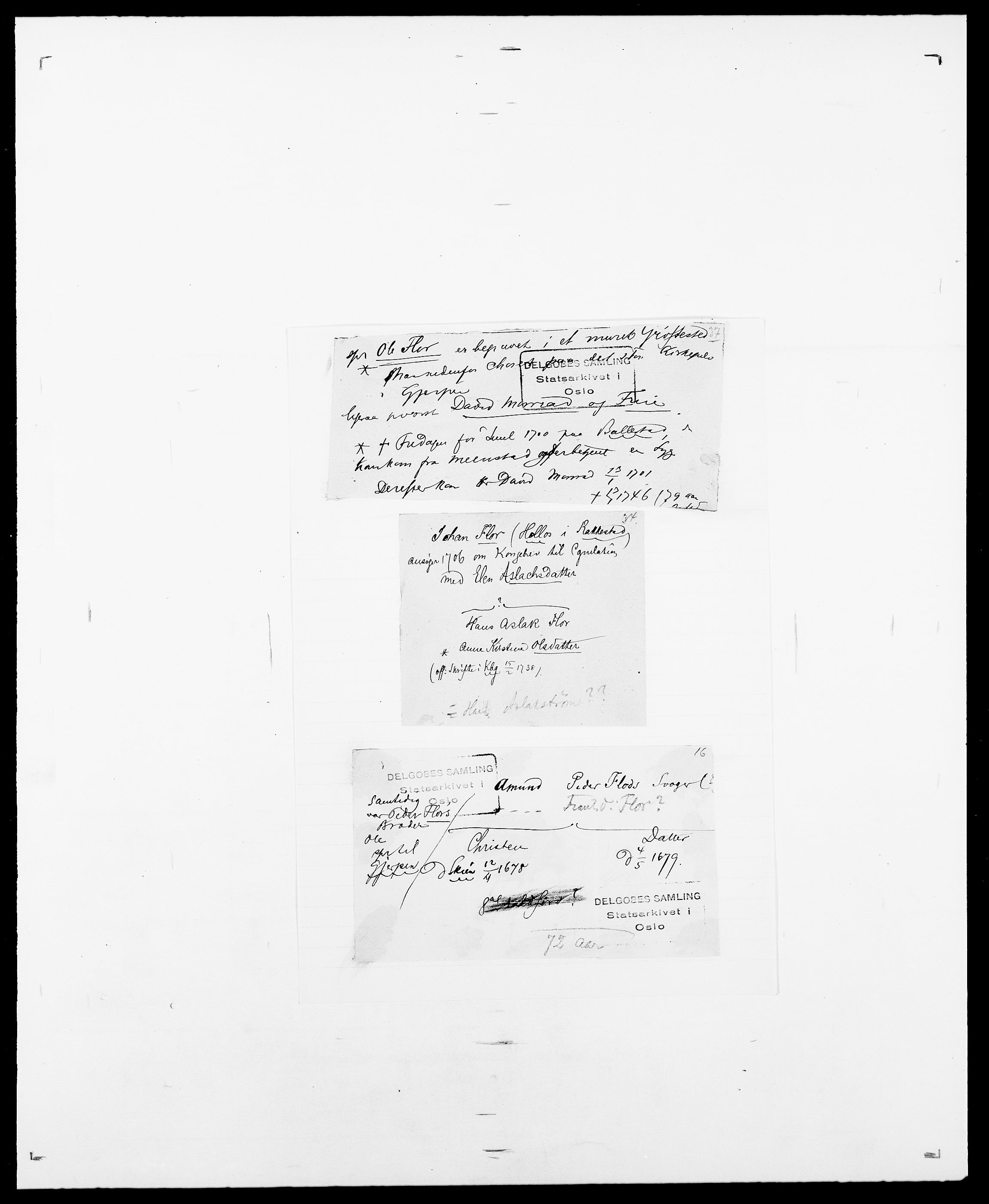 Delgobe, Charles Antoine - samling, AV/SAO-PAO-0038/D/Da/L0012: Flor, Floer, Flohr - Fritzner, s. 4