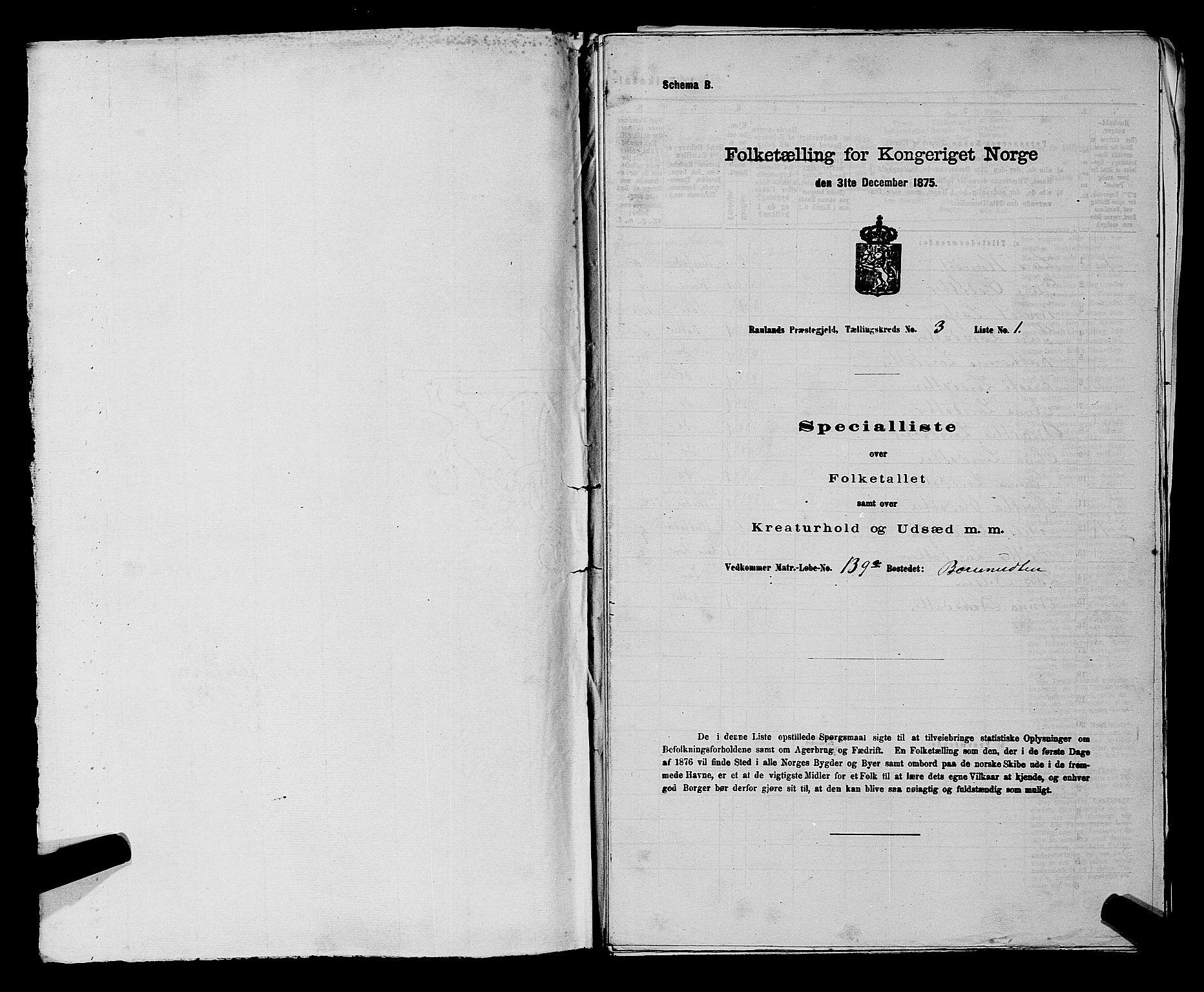 SAKO, Folketelling 1875 for 0835P Rauland prestegjeld, 1875, s. 149