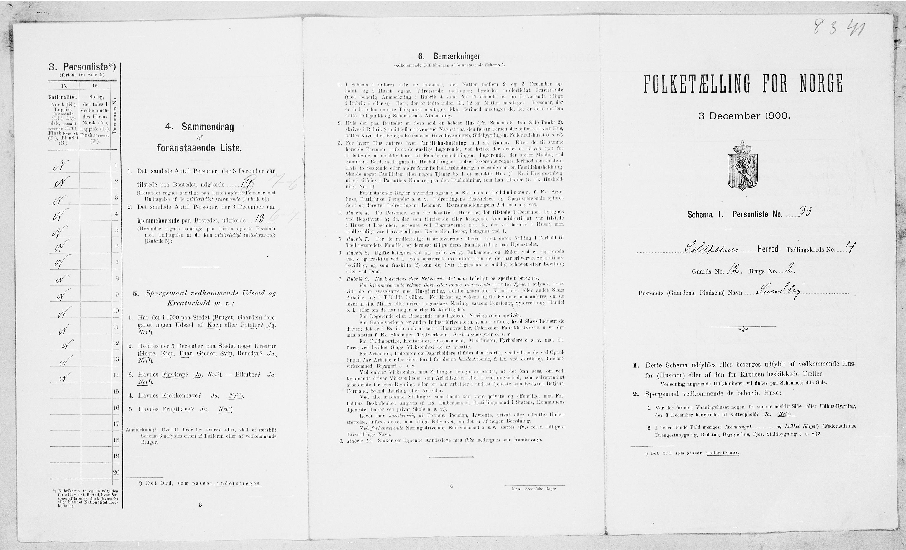 SAT, Folketelling 1900 for 1840 Saltdal herred, 1900, s. 524