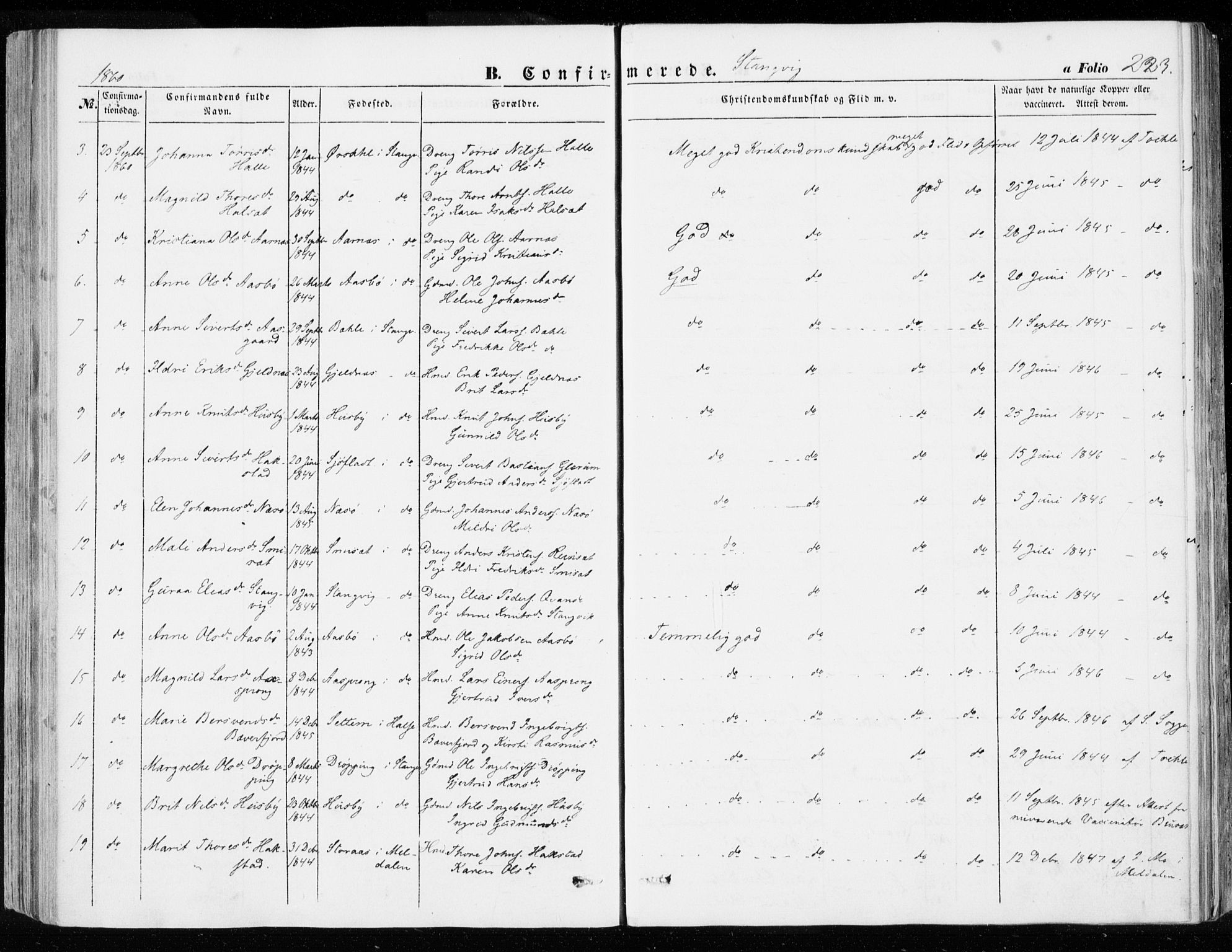 Ministerialprotokoller, klokkerbøker og fødselsregistre - Møre og Romsdal, AV/SAT-A-1454/592/L1026: Ministerialbok nr. 592A04, 1849-1867, s. 223