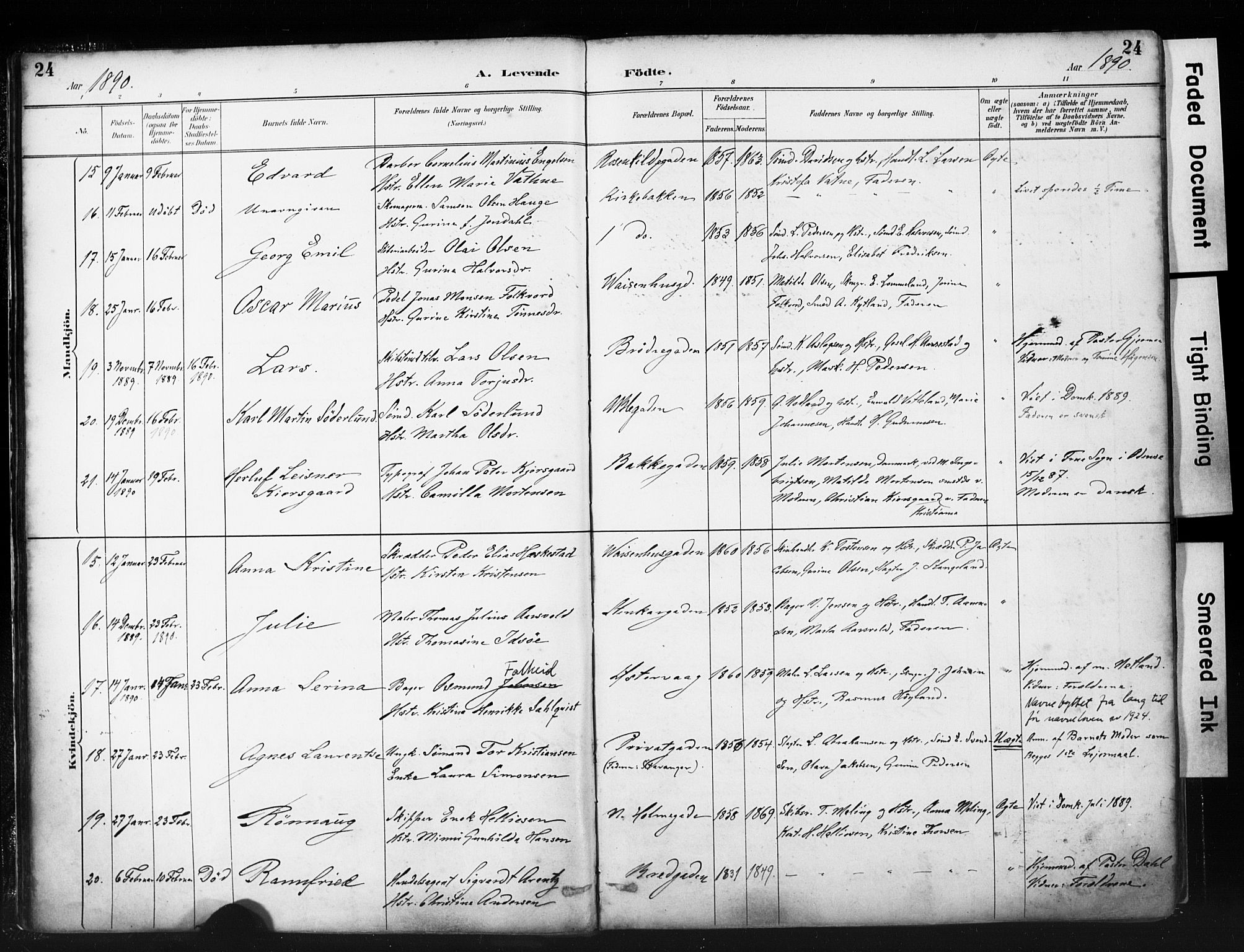 St. Petri sokneprestkontor, AV/SAST-A-101813/001/30/30BA/L0019: Ministerialbok nr. A 20, 1888-1901, s. 24