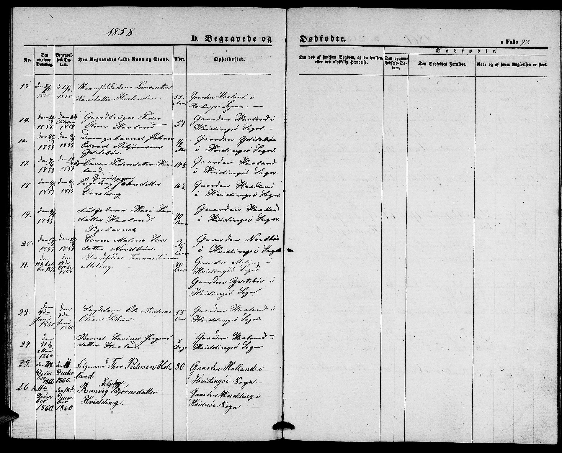 Rennesøy sokneprestkontor, SAST/A -101827/H/Ha/Hab/L0003: Klokkerbok nr. B 3, 1855-1888, s. 97