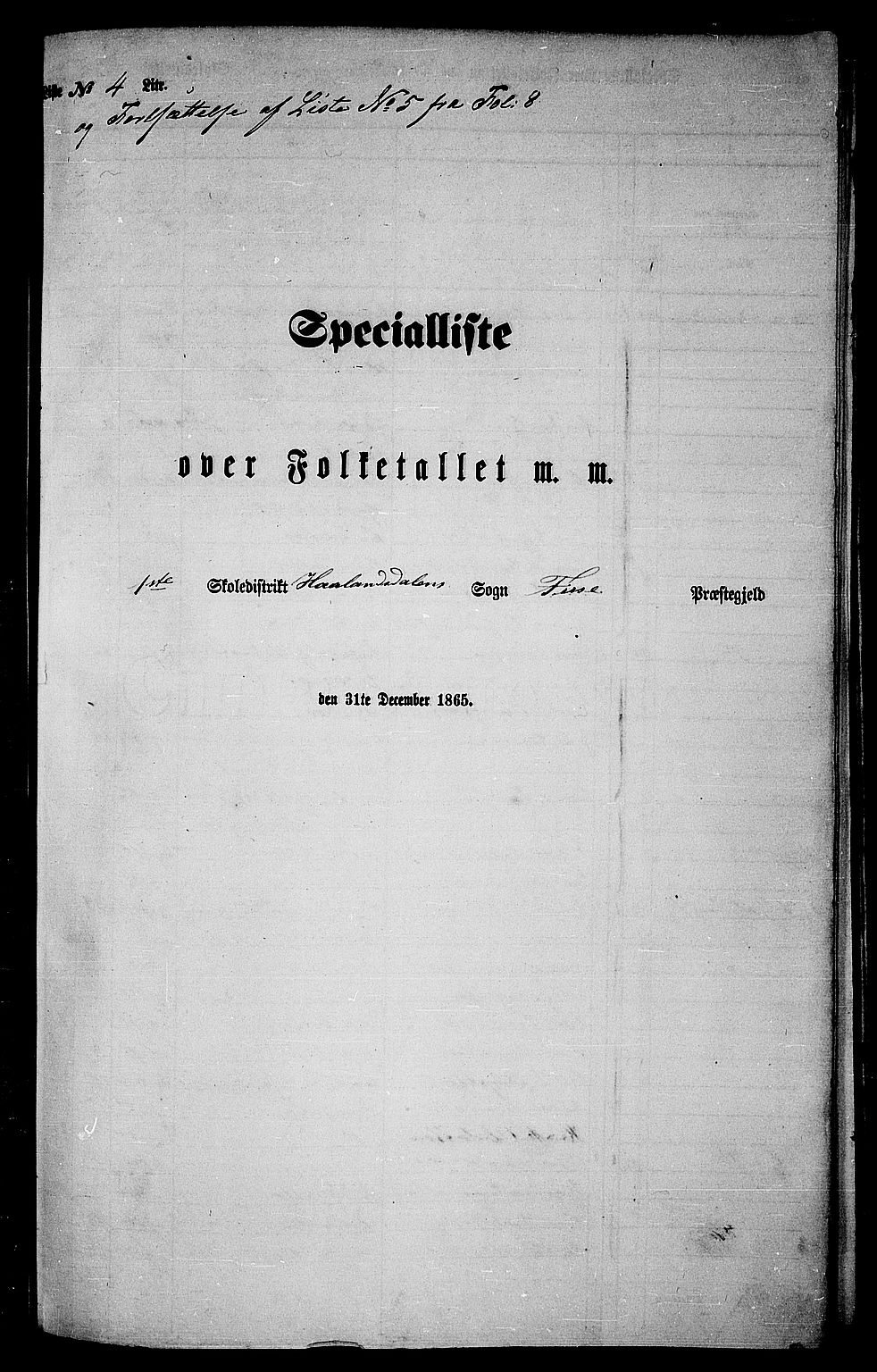 RA, Folketelling 1865 for 1241P Fusa prestegjeld, 1865, s. 49