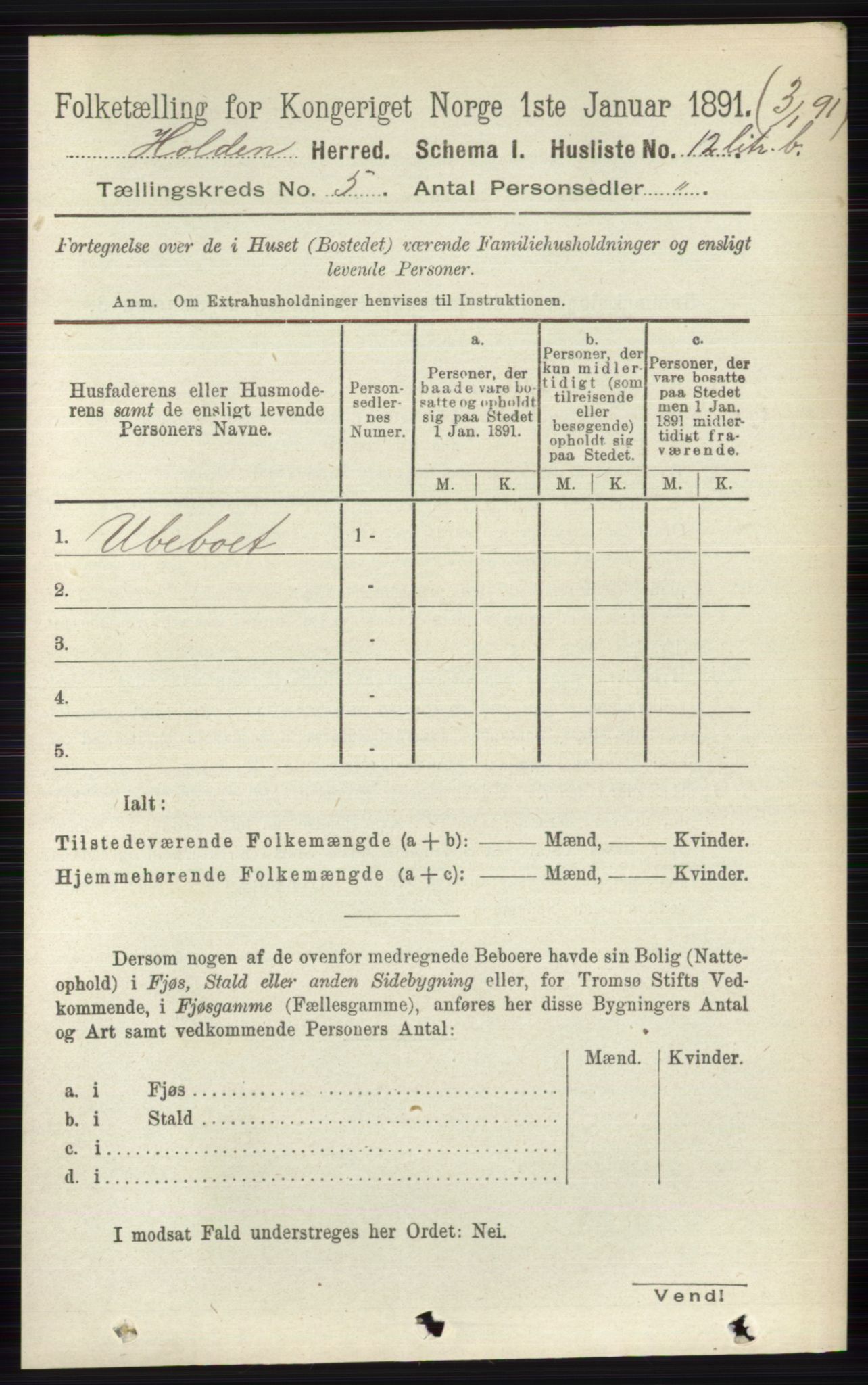 RA, Folketelling 1891 for 0819 Holla herred, 1891, s. 2740