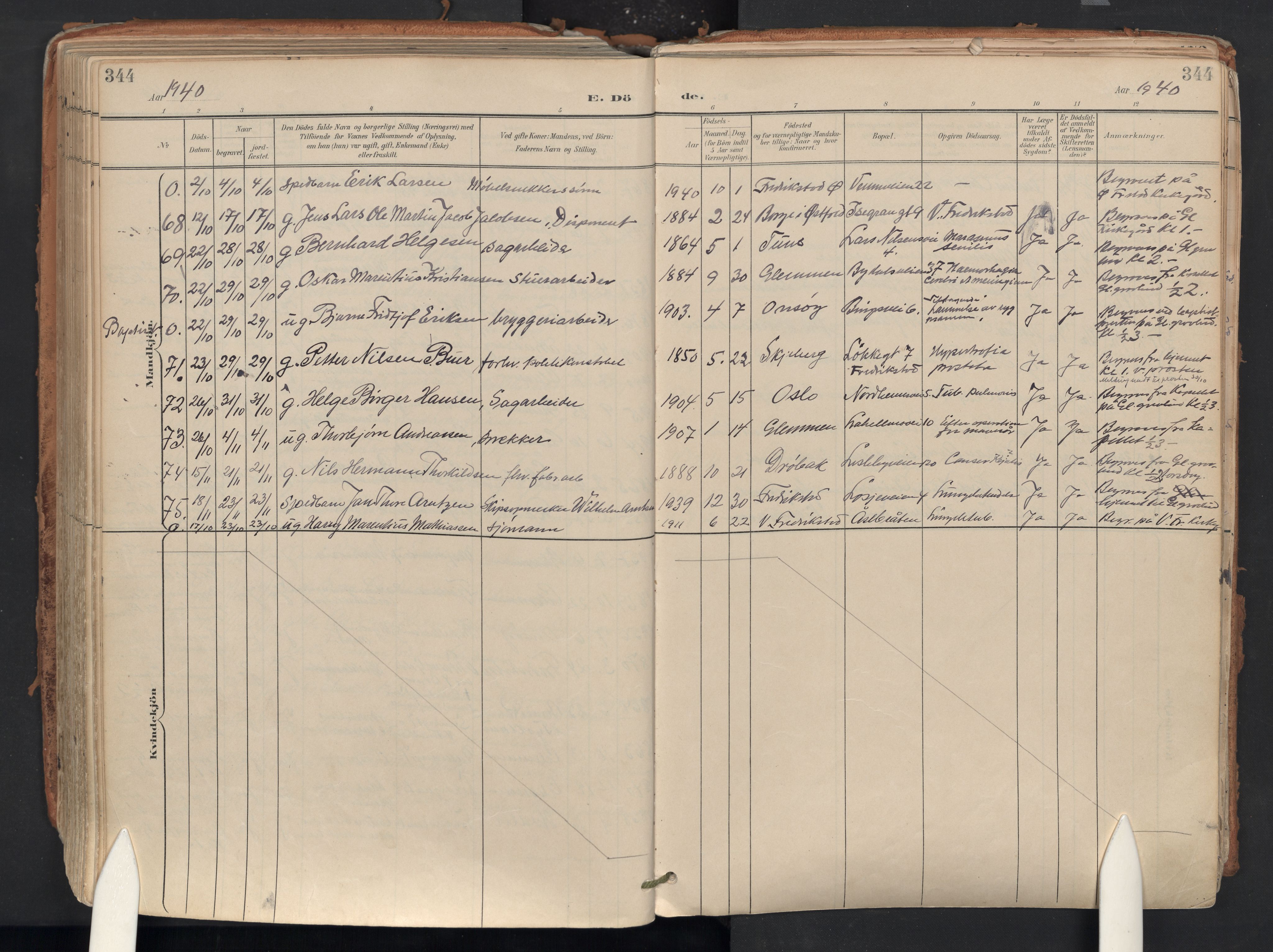 Glemmen prestekontor Kirkebøker, AV/SAO-A-10908/F/Fa/L0015: Ministerialbok nr. 15, 1900-1956, s. 344