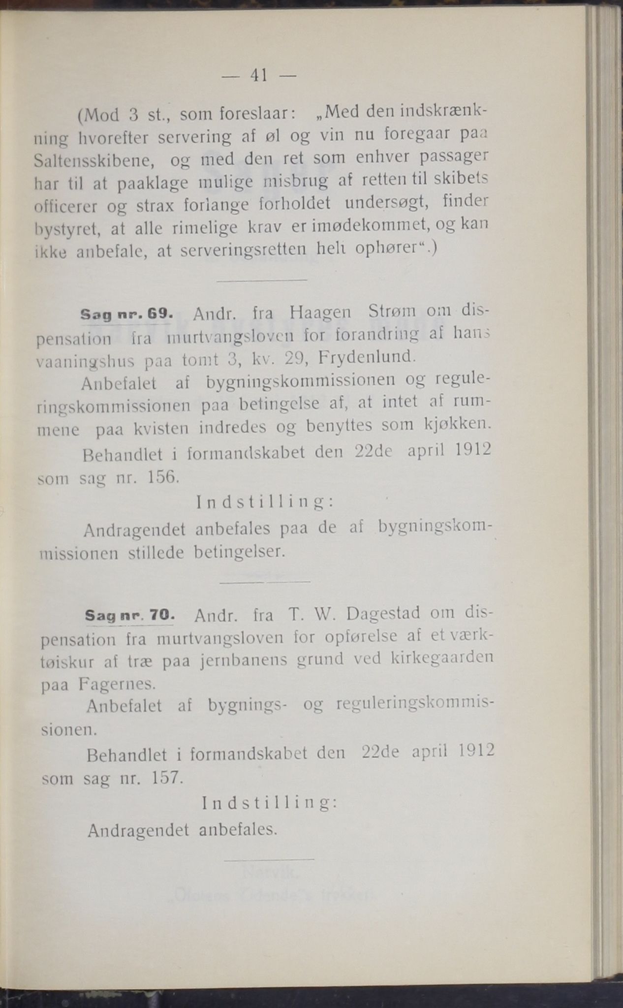 Narvik kommune. Formannskap , AIN/K-18050.150/A/Ab/L0002: Møtebok, 1912