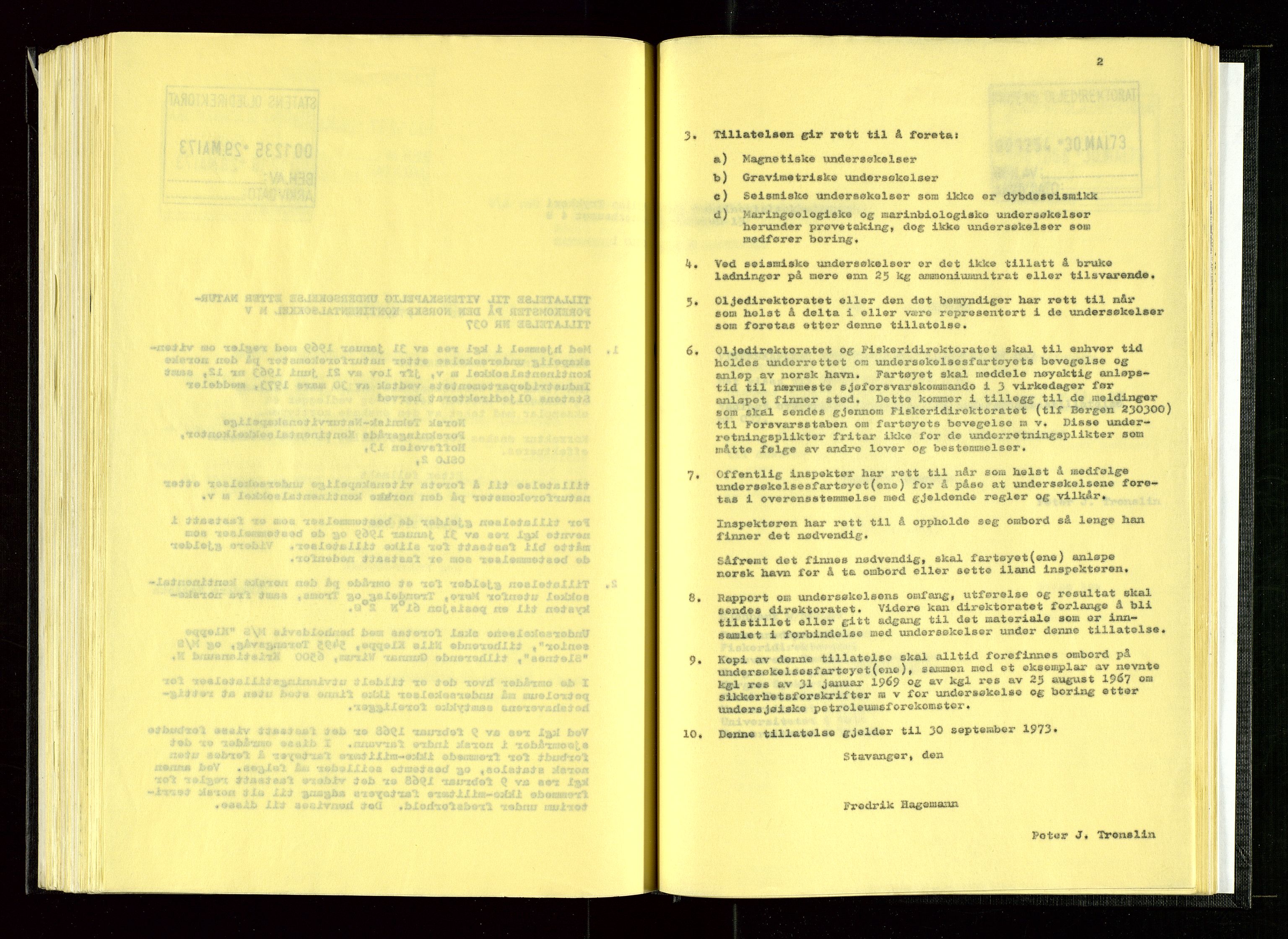 Oljedirektoratet, SAST/A-101366/Ba/L0002: Kopibok, 1973