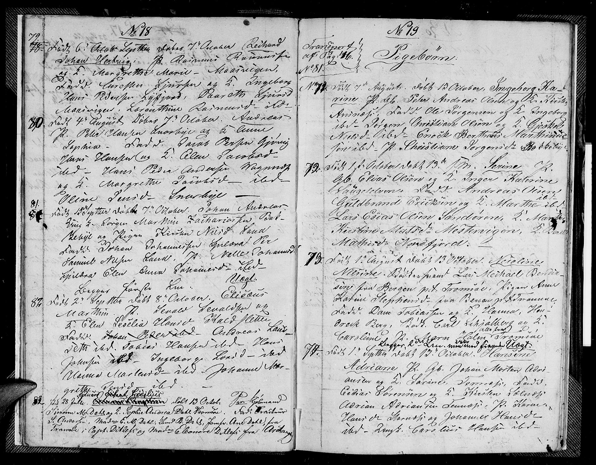Tromsø sokneprestkontor/stiftsprosti/domprosti, AV/SATØ-S-1343/G/Gb/L0002klokker: Klokkerbok nr. 2, 1832-1833, s. 18-19