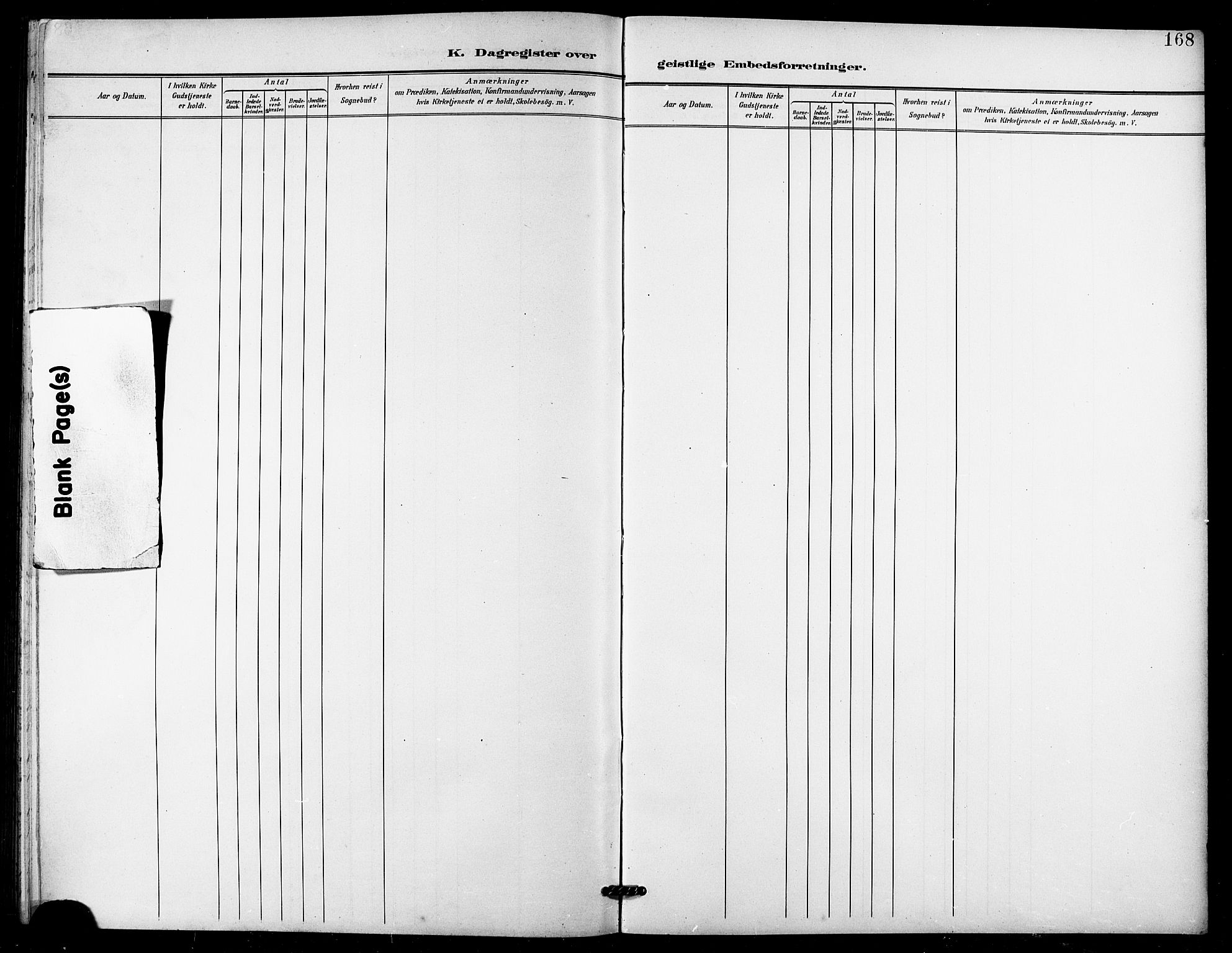 Lenvik sokneprestembete, SATØ/S-1310/H/Ha/Hab/L0022klokker: Klokkerbok nr. 22, 1901-1918, s. 168