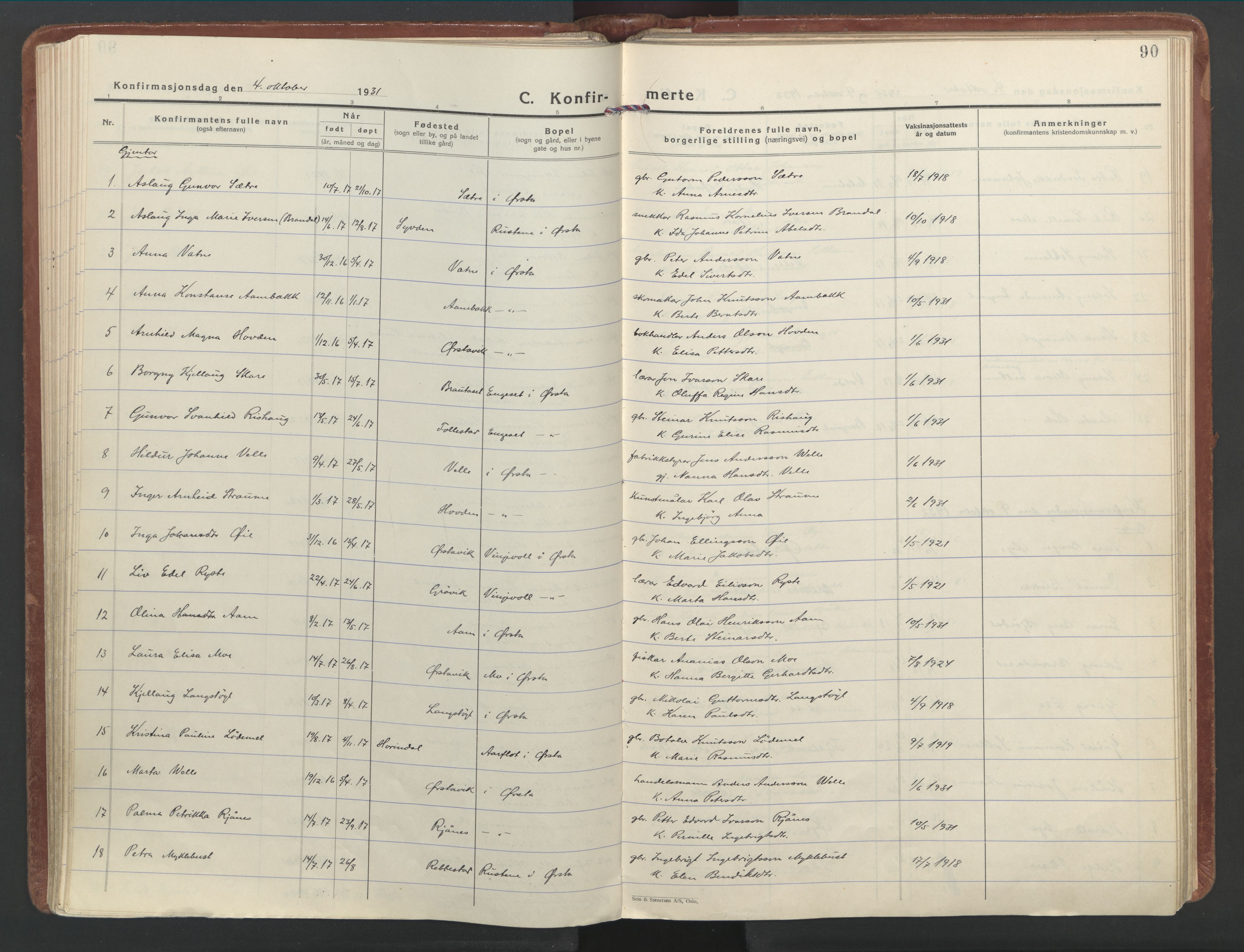 Ministerialprotokoller, klokkerbøker og fødselsregistre - Møre og Romsdal, AV/SAT-A-1454/513/L0181: Ministerialbok nr. 513A08, 1930-1943, s. 90
