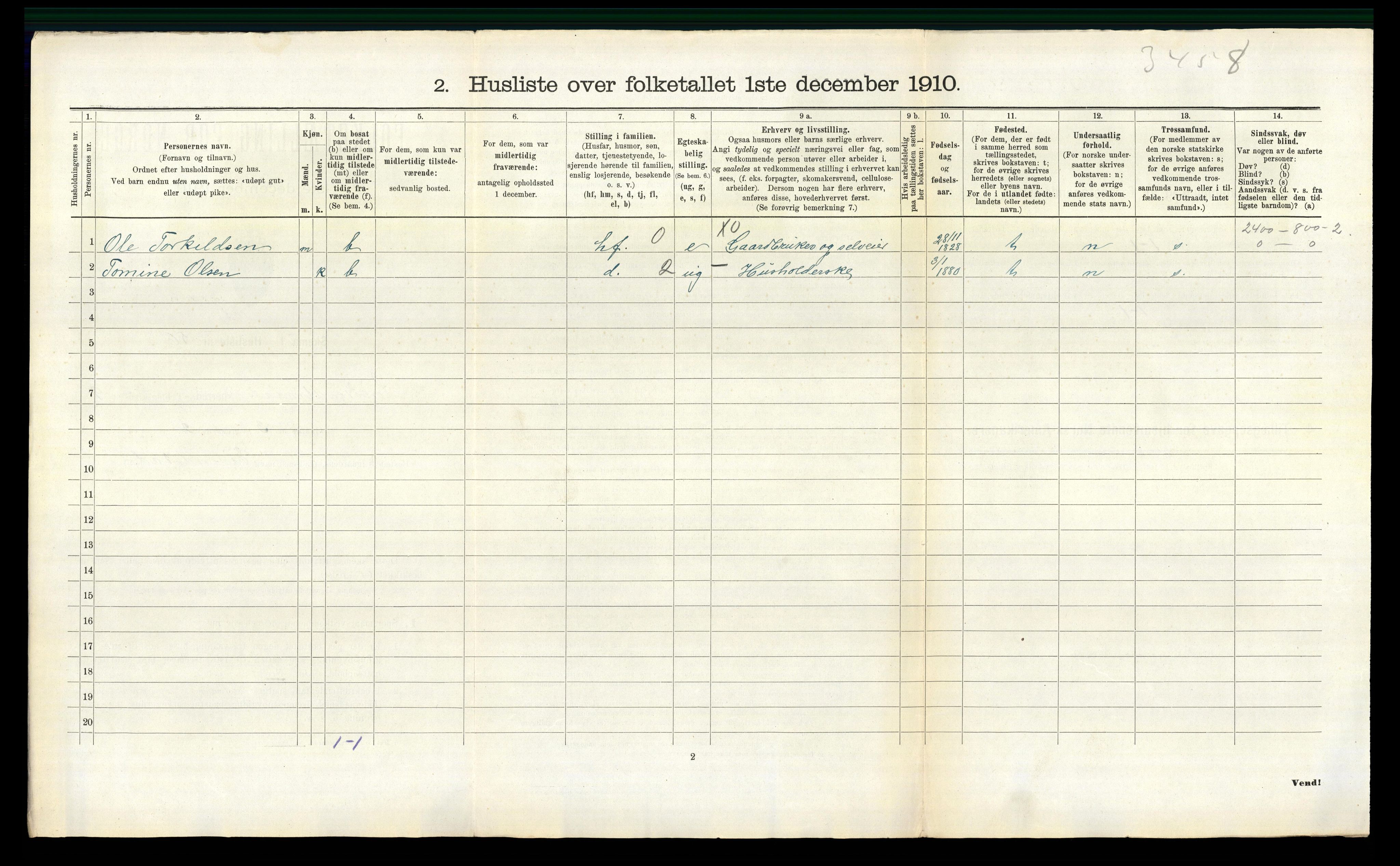 RA, Folketelling 1910 for 1029 Sør-Audnedal herred, 1910, s. 880