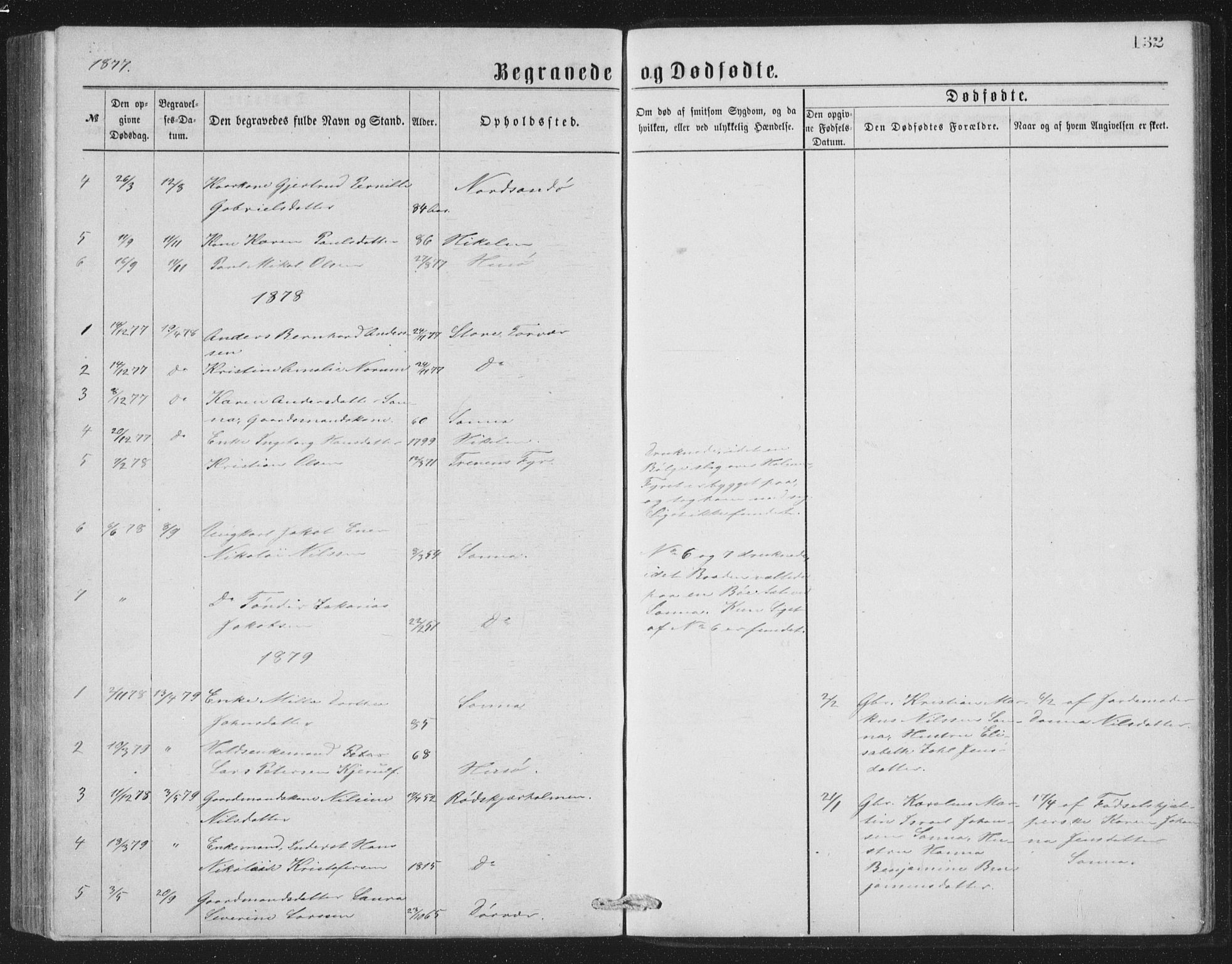 Ministerialprotokoller, klokkerbøker og fødselsregistre - Nordland, AV/SAT-A-1459/840/L0582: Klokkerbok nr. 840C02, 1874-1900, s. 132
