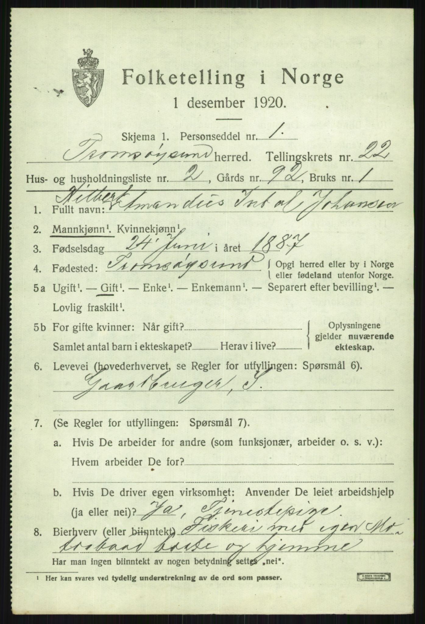 SATØ, Folketelling 1920 for 1934 Tromsøysund herred, 1920, s. 11280