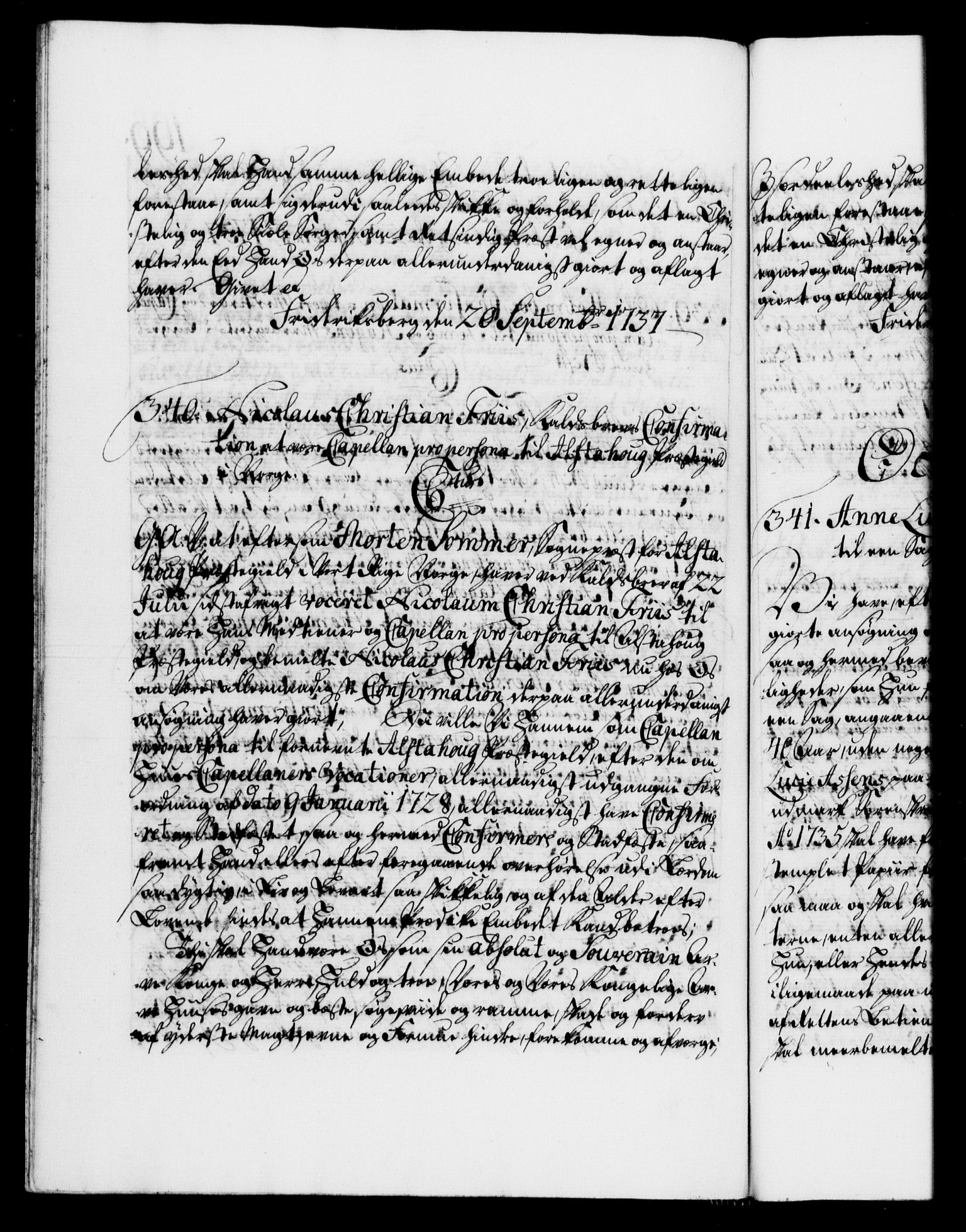 Danske Kanselli 1572-1799, RA/EA-3023/F/Fc/Fca/Fcaa/L0030: Norske registre, 1737-1738, s. 199b