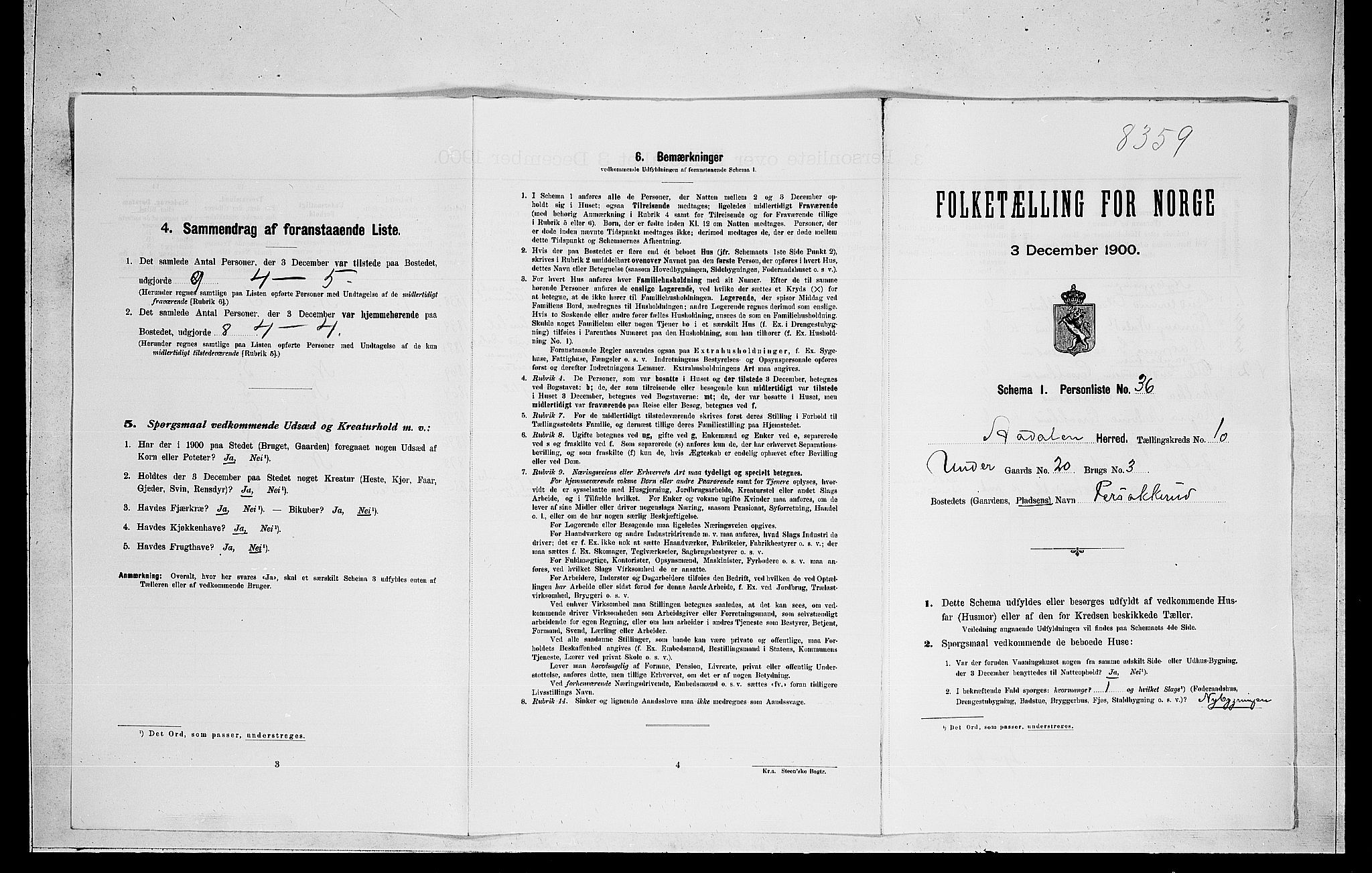 RA, Folketelling 1900 for 0614 Ådal herred, 1900, s. 727
