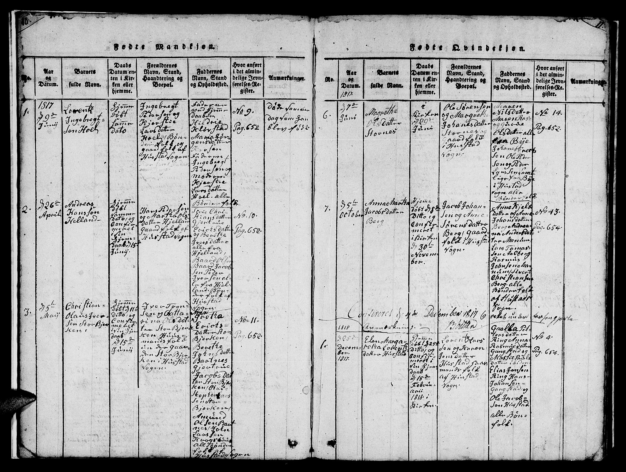 Ministerialprotokoller, klokkerbøker og fødselsregistre - Nord-Trøndelag, SAT/A-1458/732/L0317: Klokkerbok nr. 732C01, 1816-1881, s. 10-11