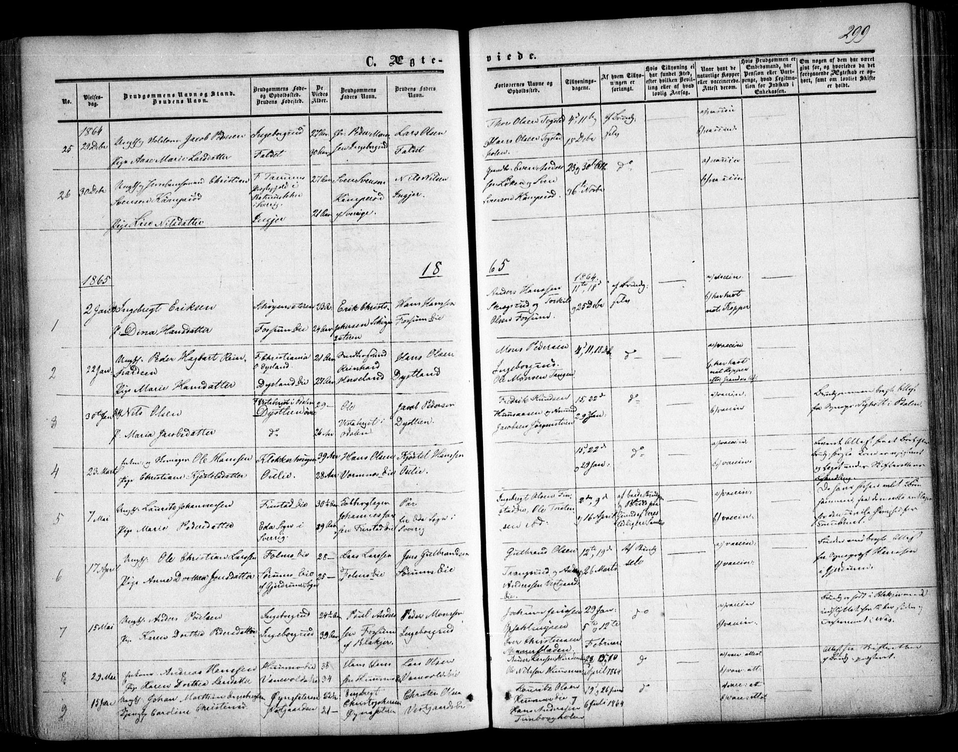 Nes prestekontor Kirkebøker, AV/SAO-A-10410/F/Fa/L0008: Ministerialbok nr. I 8, 1859-1874, s. 299