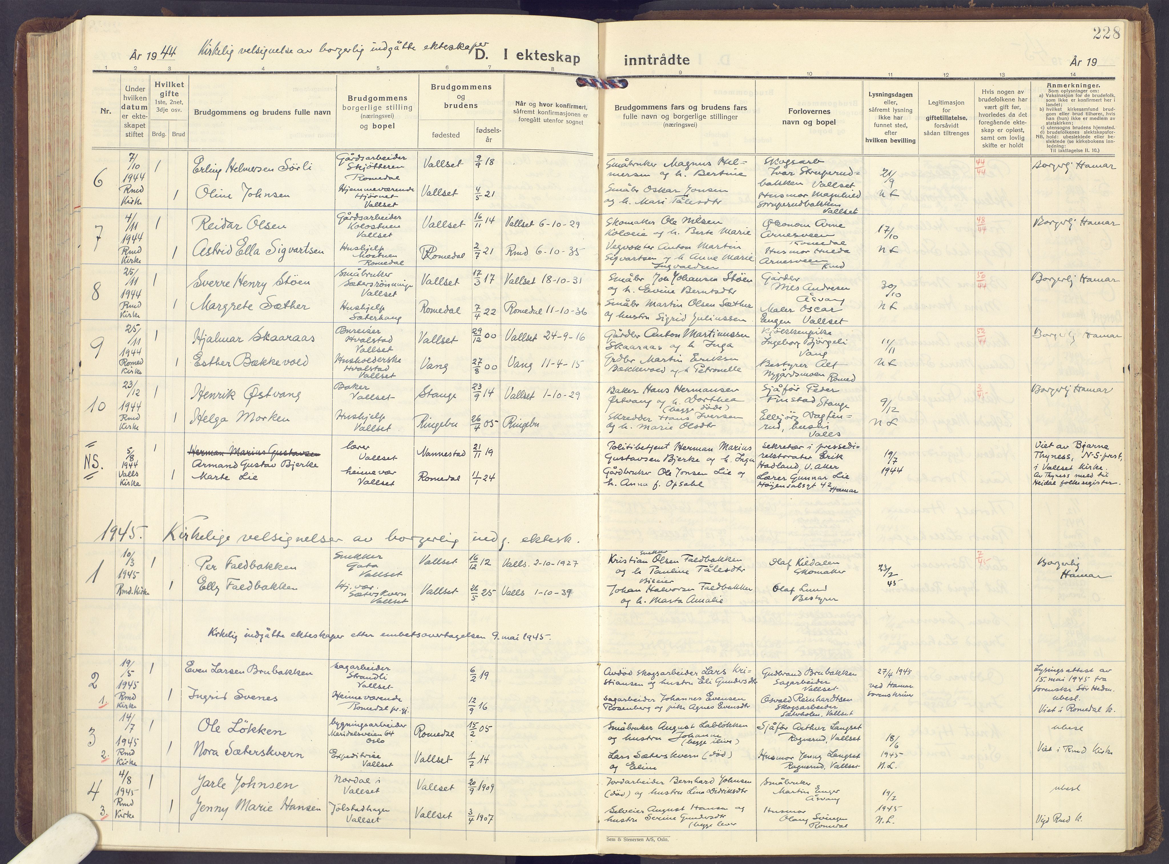 Romedal prestekontor, AV/SAH-PREST-004/K/L0013: Ministerialbok nr. 13, 1930-1949, s. 228