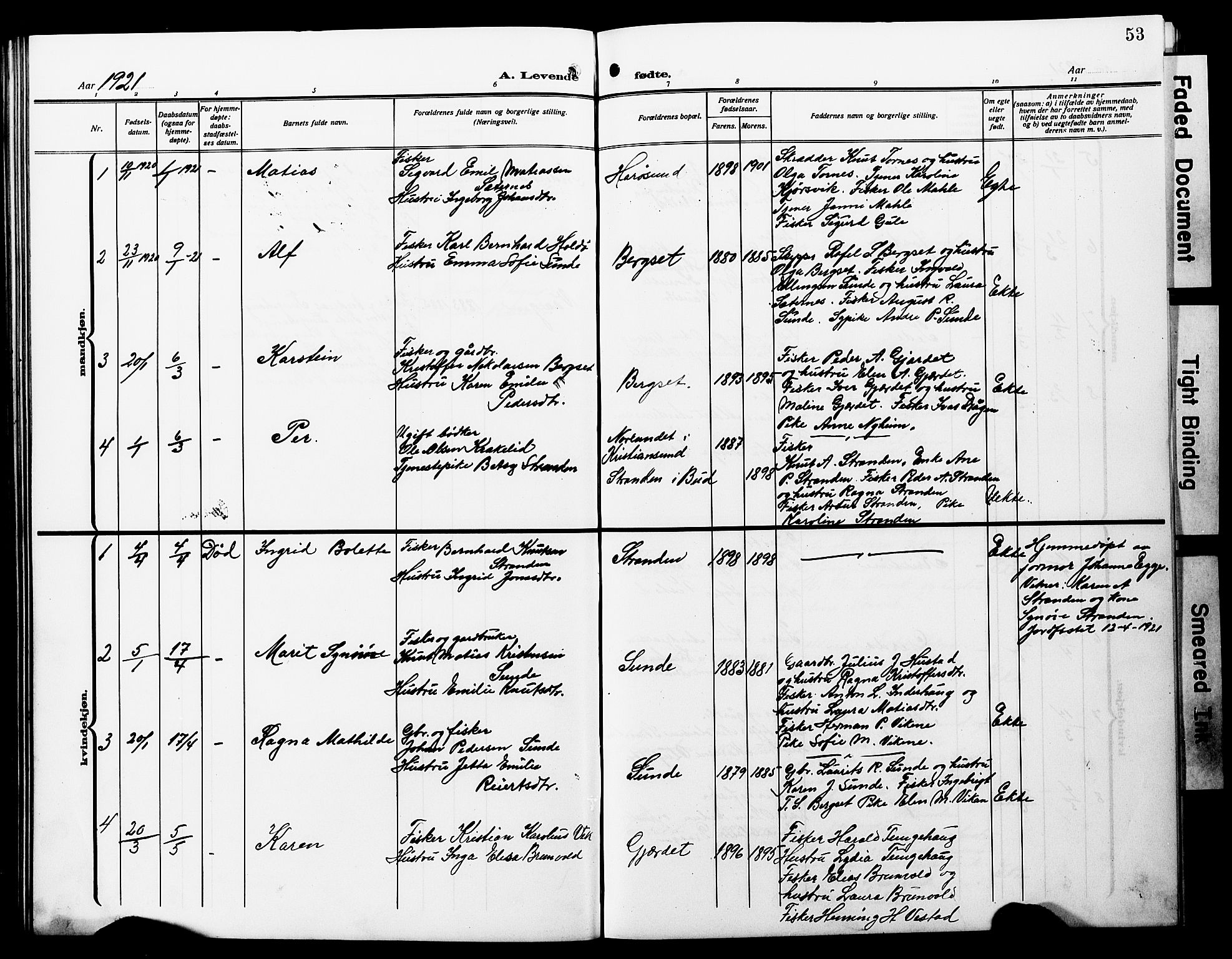 Ministerialprotokoller, klokkerbøker og fødselsregistre - Møre og Romsdal, AV/SAT-A-1454/566/L0774: Klokkerbok nr. 566C03, 1910-1929, s. 53