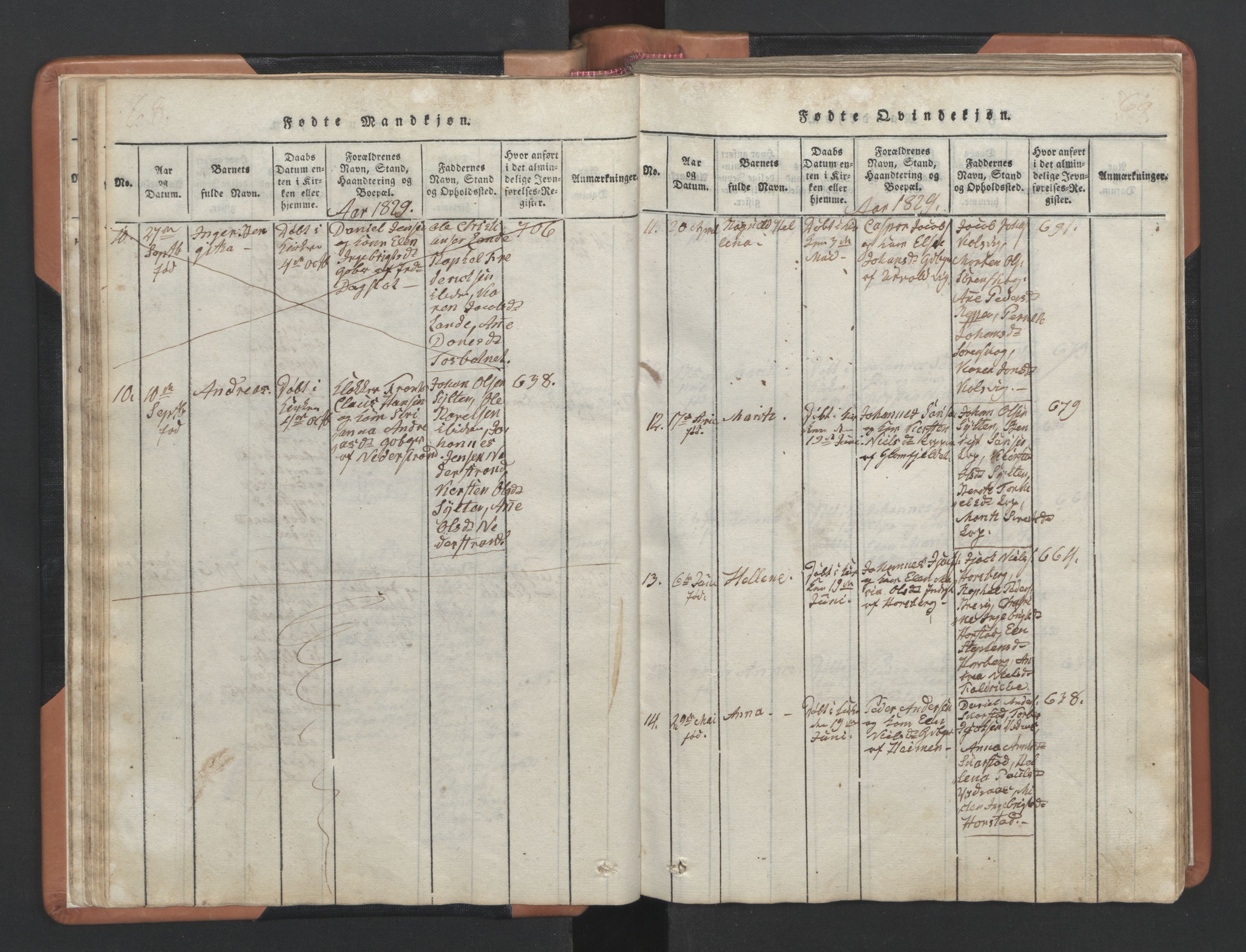 Ministerialprotokoller, klokkerbøker og fødselsregistre - Nordland, SAT/A-1459/810/L0157: Klokkerbok nr. 810C01, 1819-1842, s. 68-69