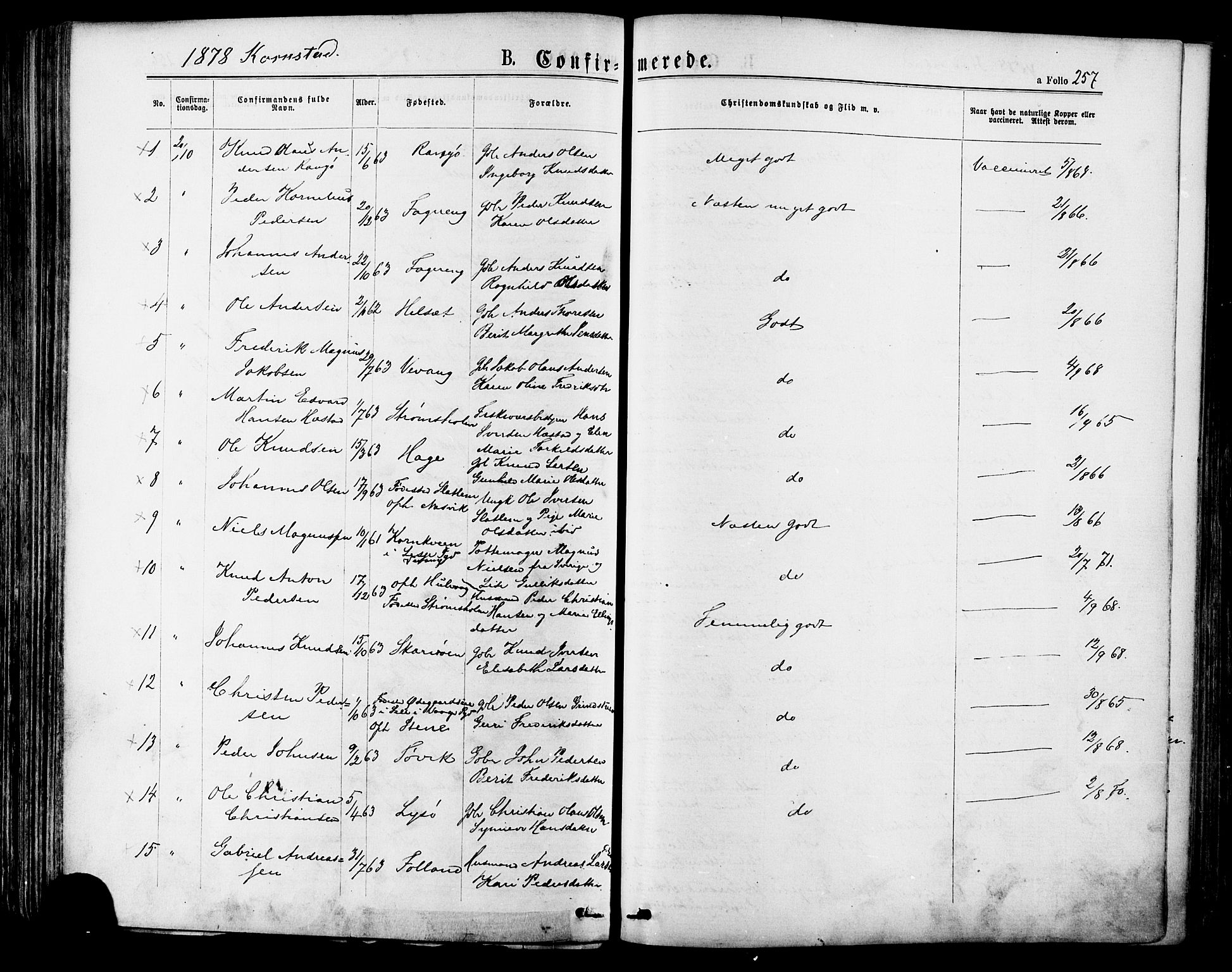 Ministerialprotokoller, klokkerbøker og fødselsregistre - Møre og Romsdal, AV/SAT-A-1454/568/L0806: Ministerialbok nr. 568A12 /2, 1878-1884, s. 257
