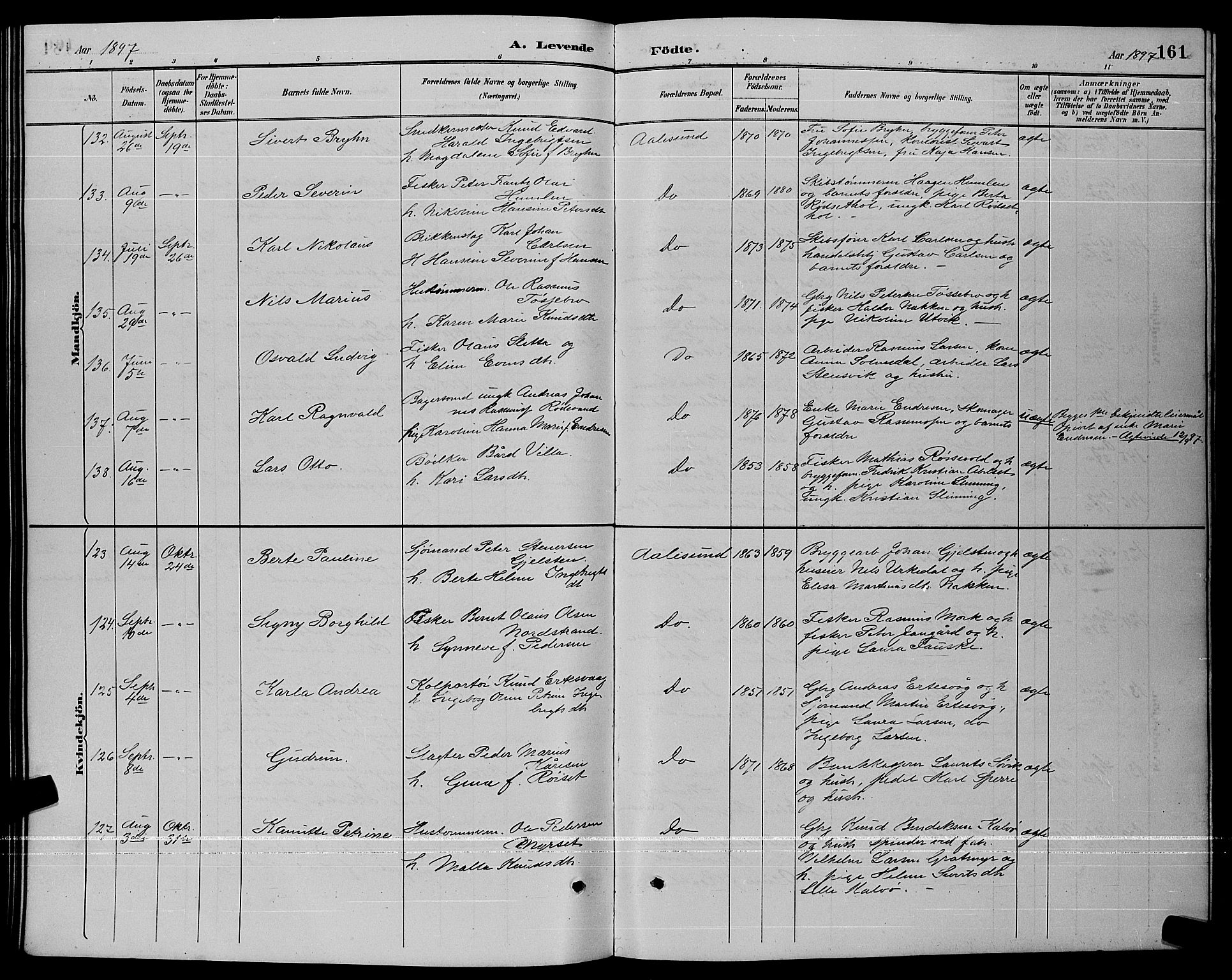 Ministerialprotokoller, klokkerbøker og fødselsregistre - Møre og Romsdal, AV/SAT-A-1454/529/L0467: Klokkerbok nr. 529C04, 1889-1897, s. 161