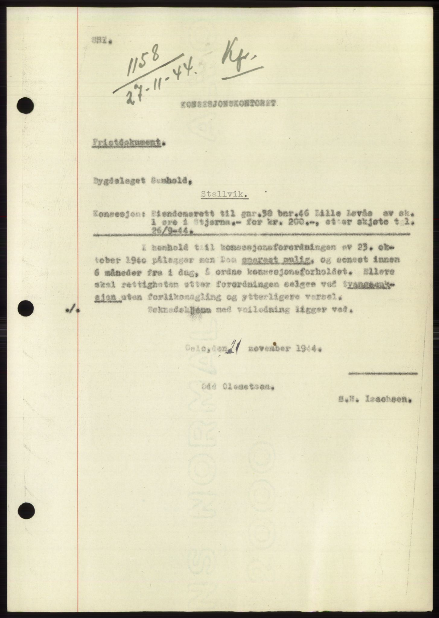 Fosen sorenskriveri, AV/SAT-A-1107/1/2/2C: Pantebok nr. B1, 1943-1946, Dagboknr: 1158/1944