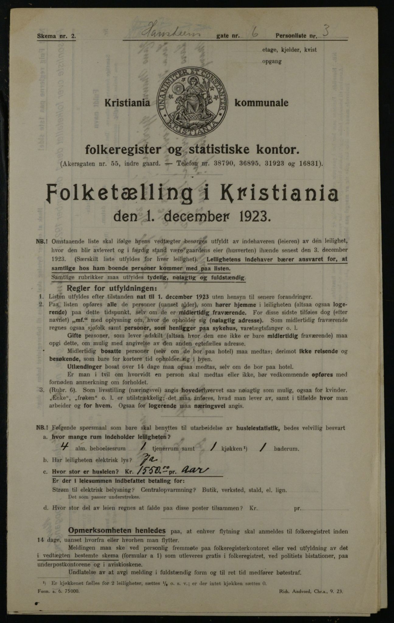 OBA, Kommunal folketelling 1.12.1923 for Kristiania, 1923, s. 38987