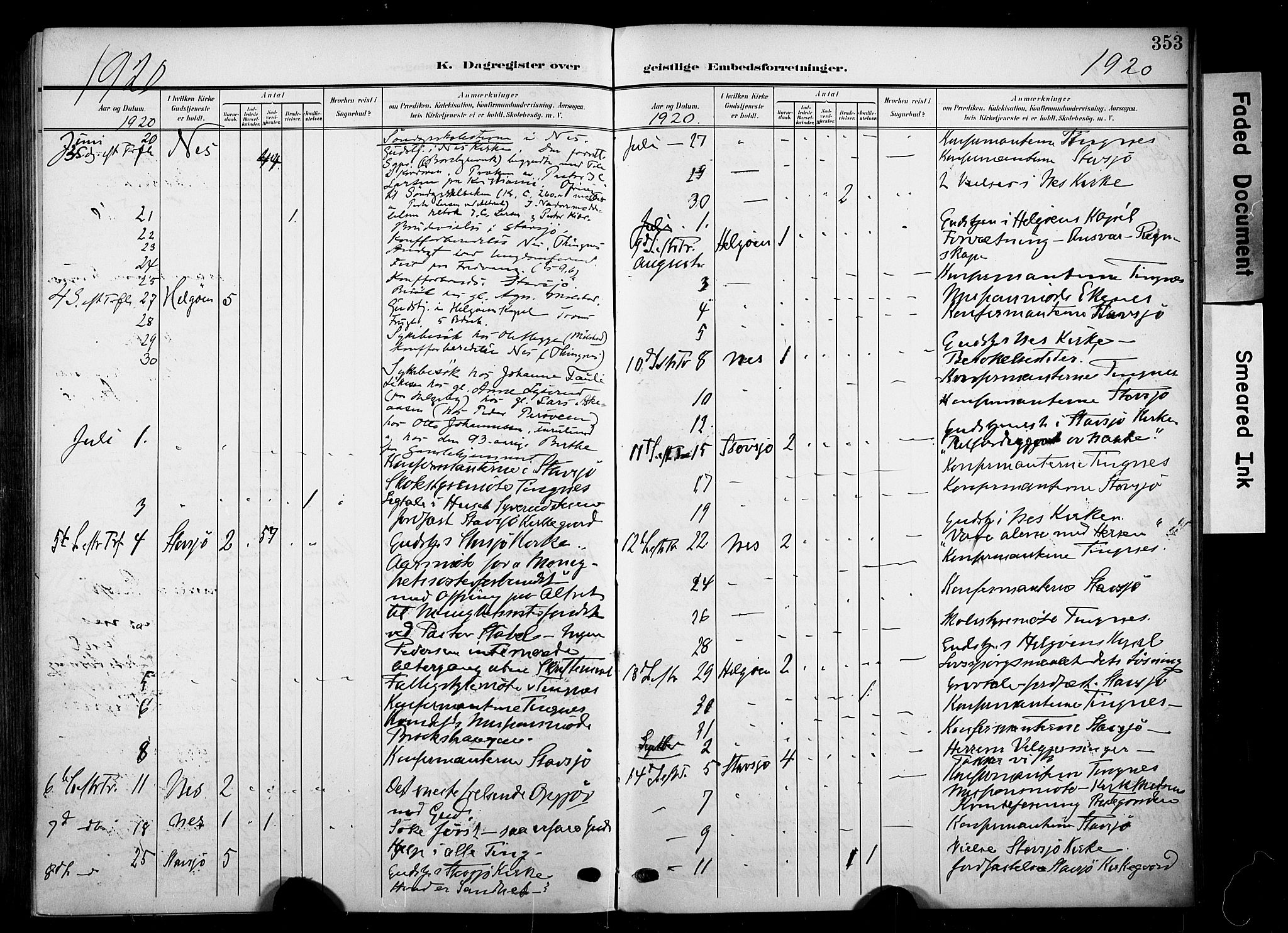 Nes prestekontor, Hedmark, AV/SAH-PREST-020/K/Ka/L0014: Ministerialbok nr. 14, 1906-1929, s. 353