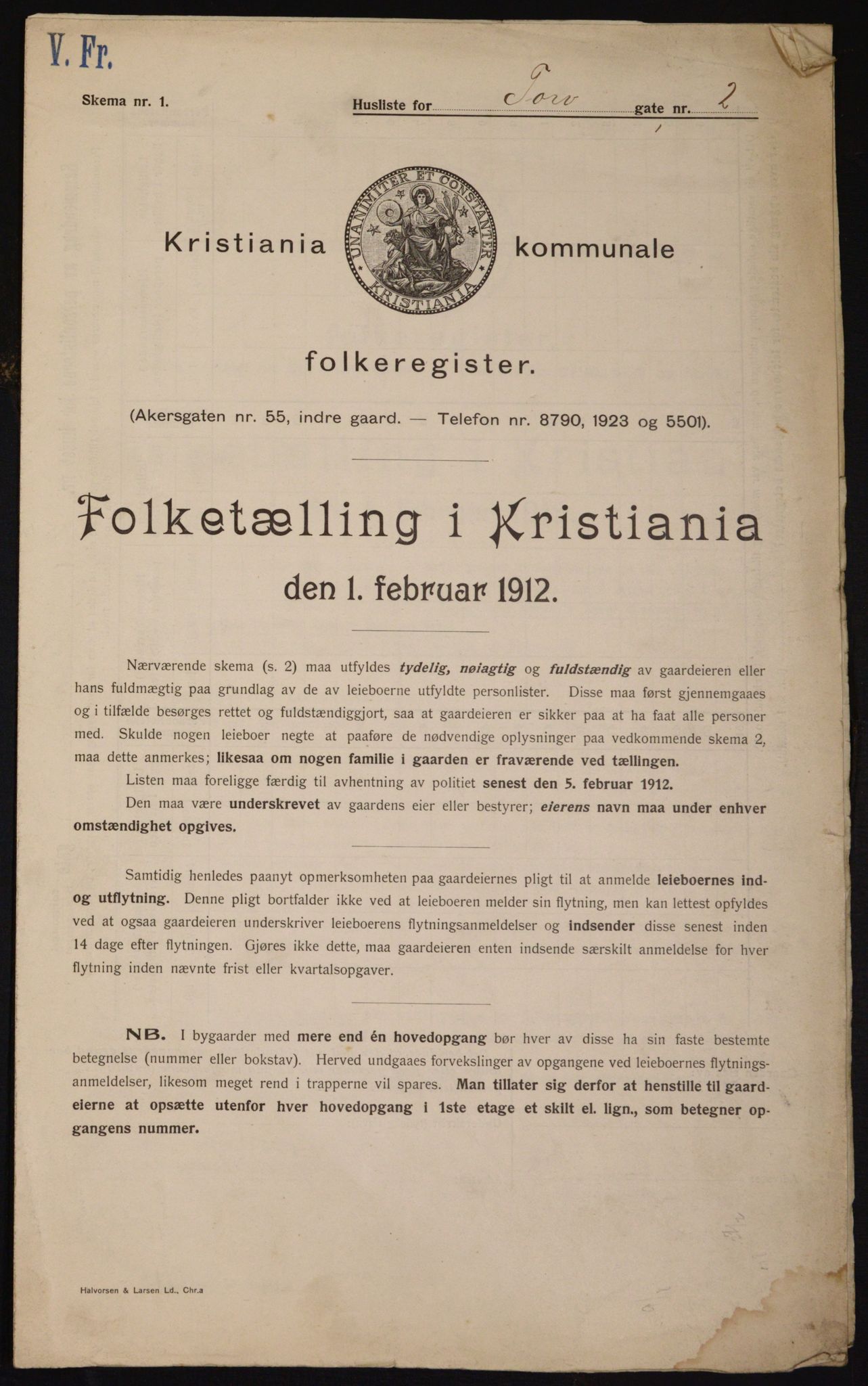 OBA, Kommunal folketelling 1.2.1912 for Kristiania, 1912, s. 113887