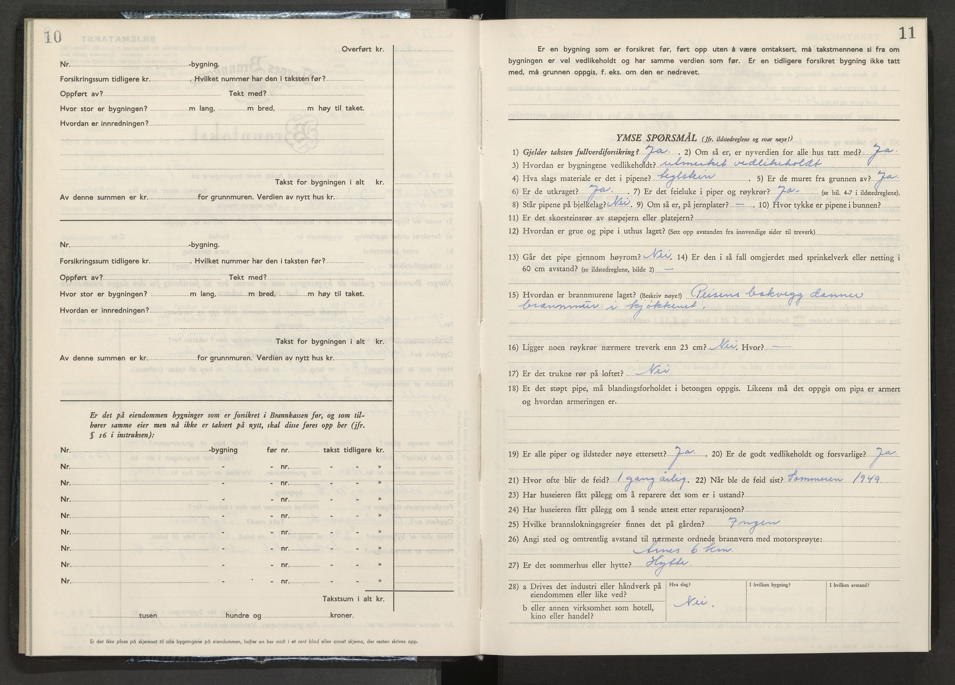 Norges brannkasse, branntakster Nes, AV/SAO-A-11392/F/Fb/L0004: Branntakstprotokoll, 1950-1955