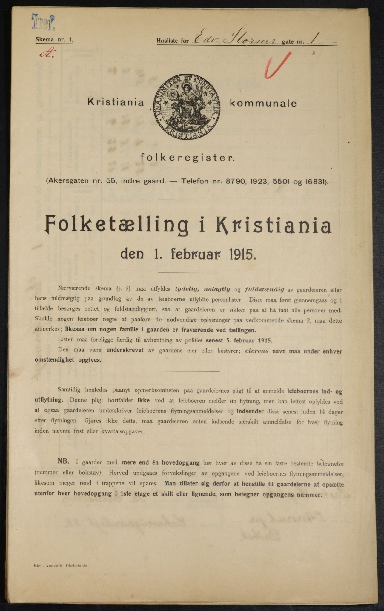 OBA, Kommunal folketelling 1.2.1915 for Kristiania, 1915, s. 18253