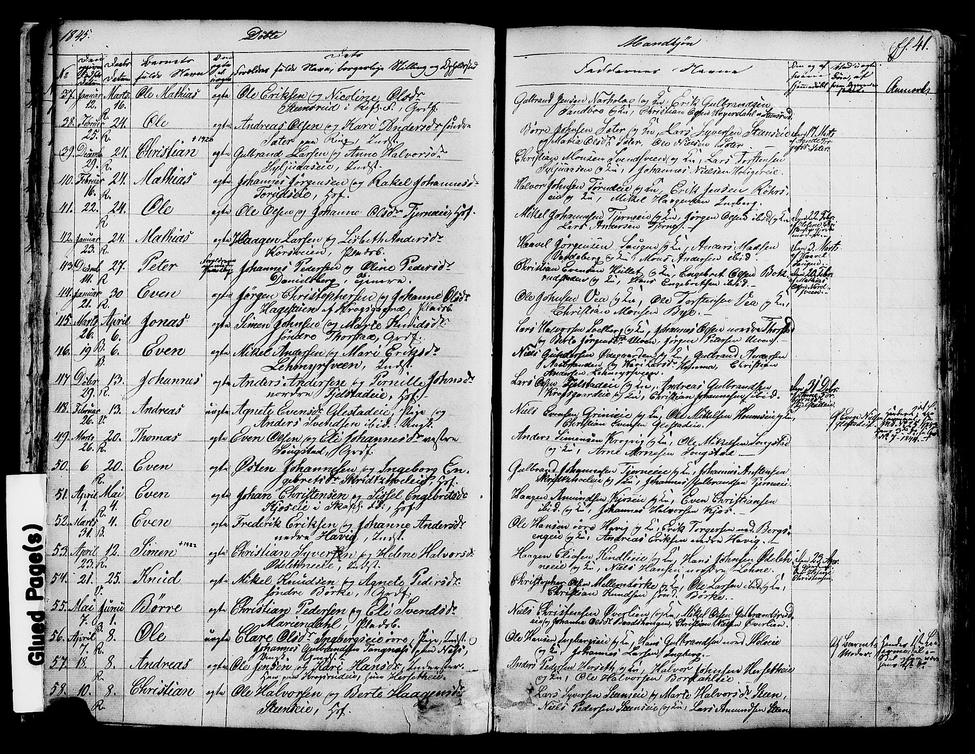 Ringsaker prestekontor, AV/SAH-PREST-014/K/Ka/L0008: Ministerialbok nr. 8, 1837-1850, s. 41