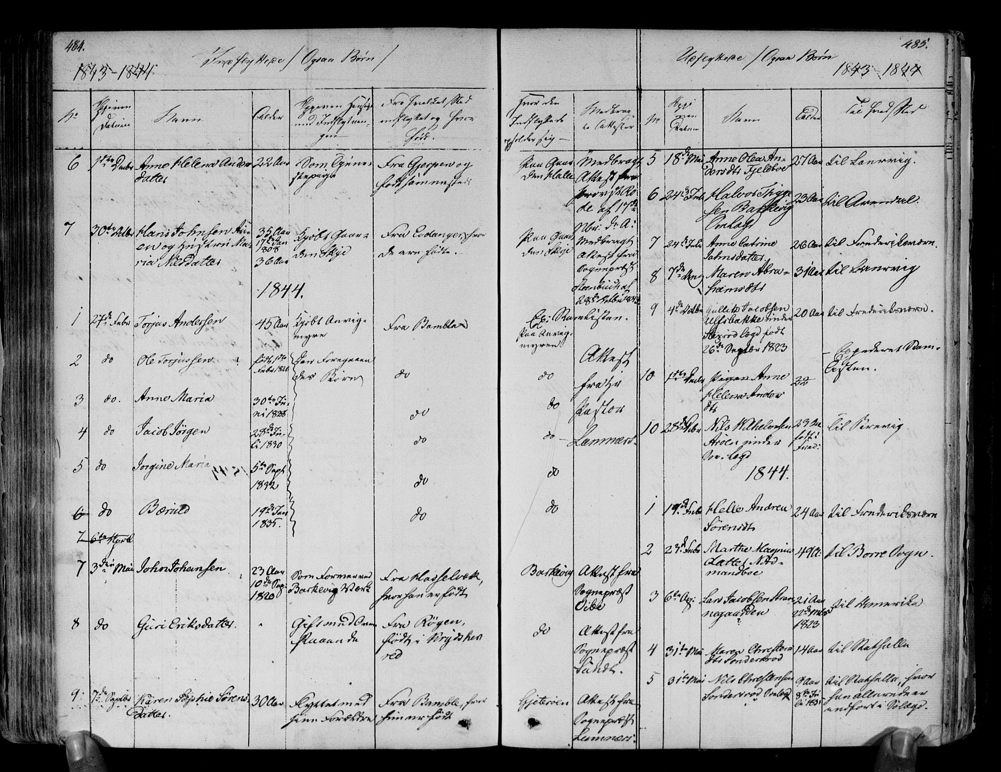 Brunlanes kirkebøker, AV/SAKO-A-342/F/Fa/L0003: Ministerialbok nr. I 3, 1834-1845, s. 484-485