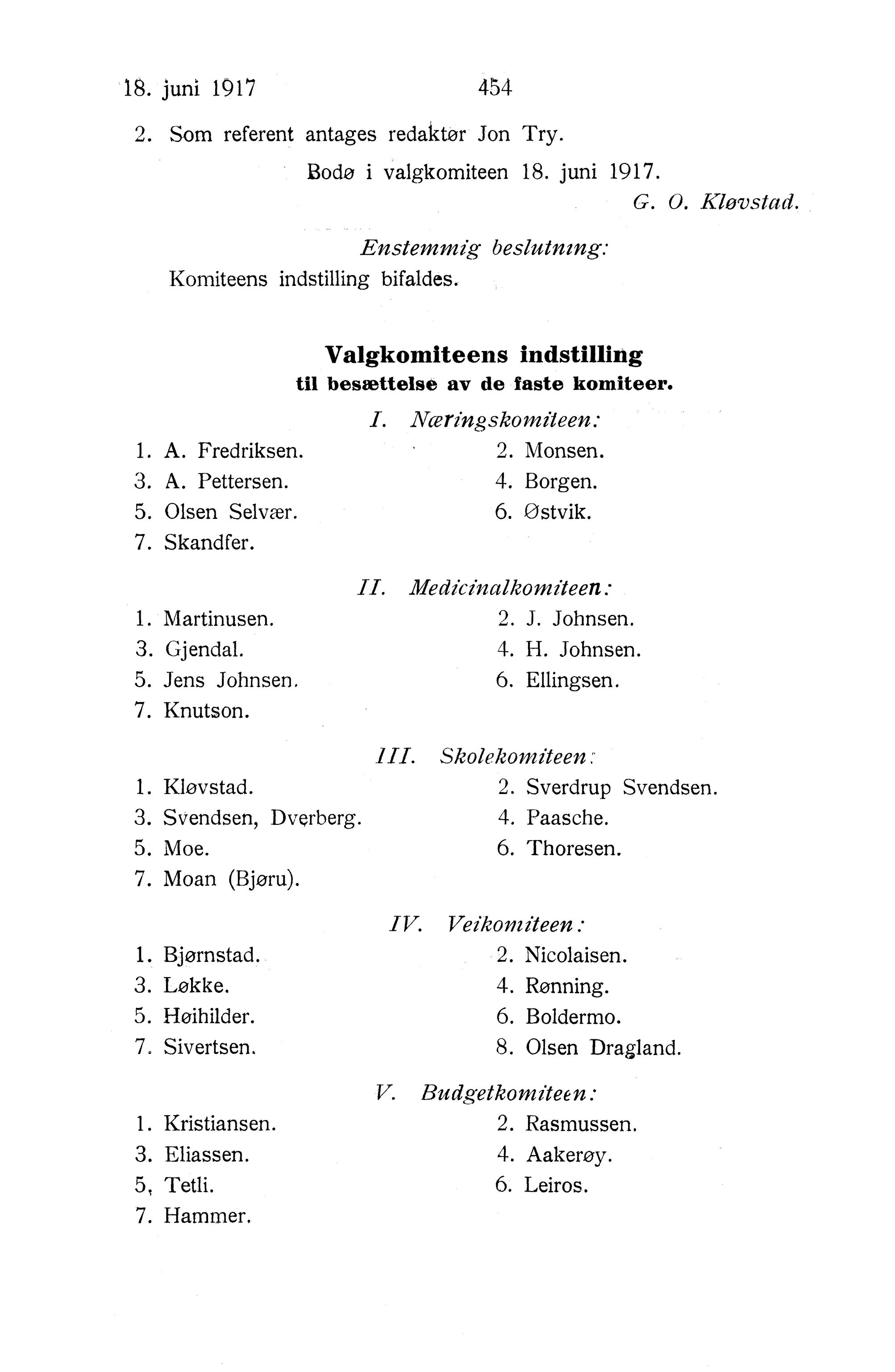 Nordland Fylkeskommune. Fylkestinget, AIN/NFK-17/176/A/Ac/L0040: Fylkestingsforhandlinger 1917, 1917