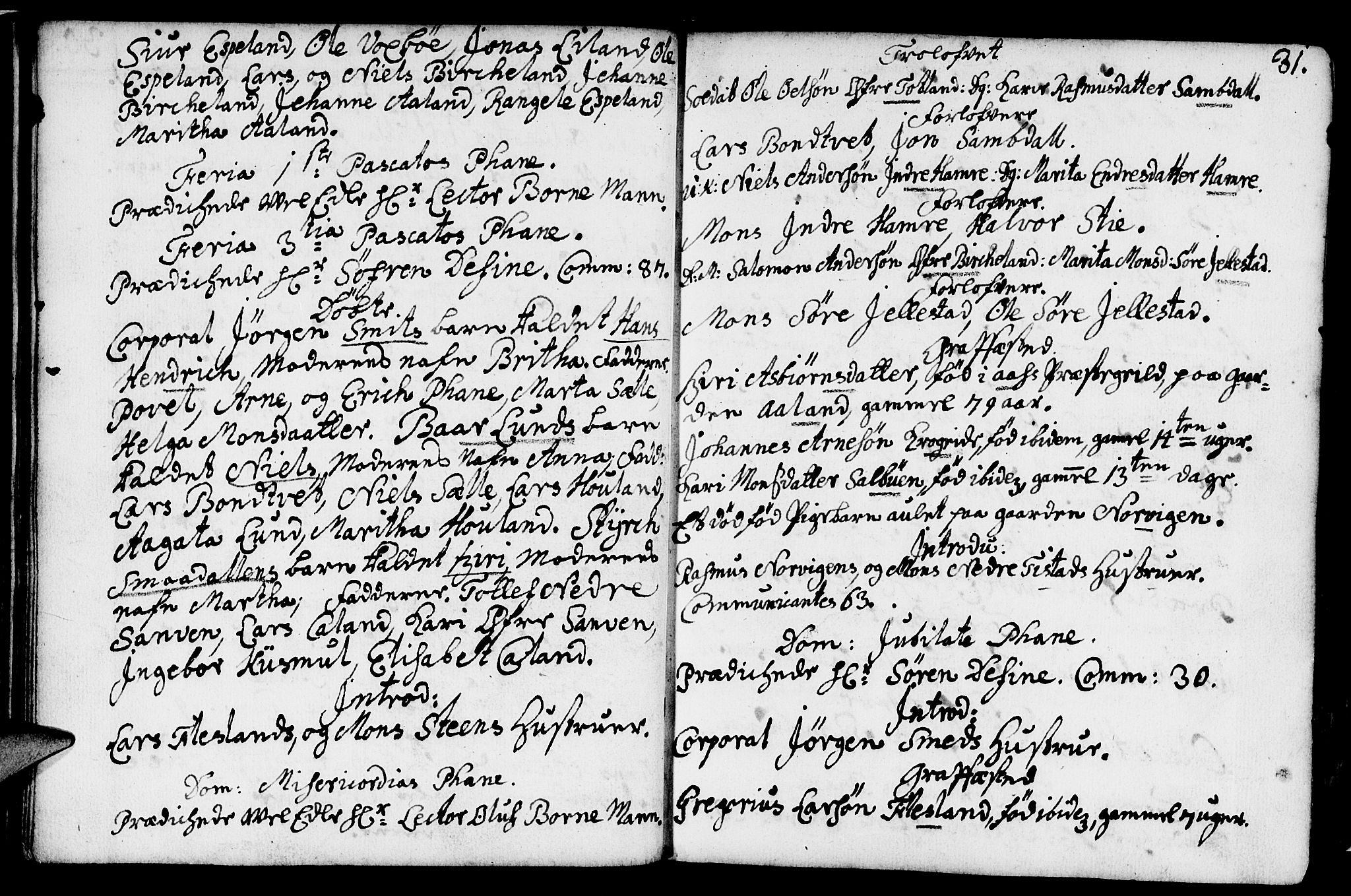 Fana Sokneprestembete, AV/SAB-A-75101/H/Haa/Haaa/L0002: Ministerialbok nr. A 2, 1719-1735, s. 31