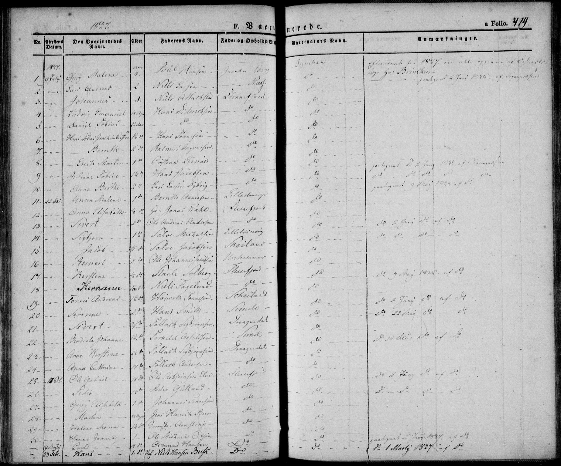 Flekkefjord sokneprestkontor, SAK/1111-0012/F/Fa/Fac/L0003: Ministerialbok nr. A 3, 1826-1841, s. 414