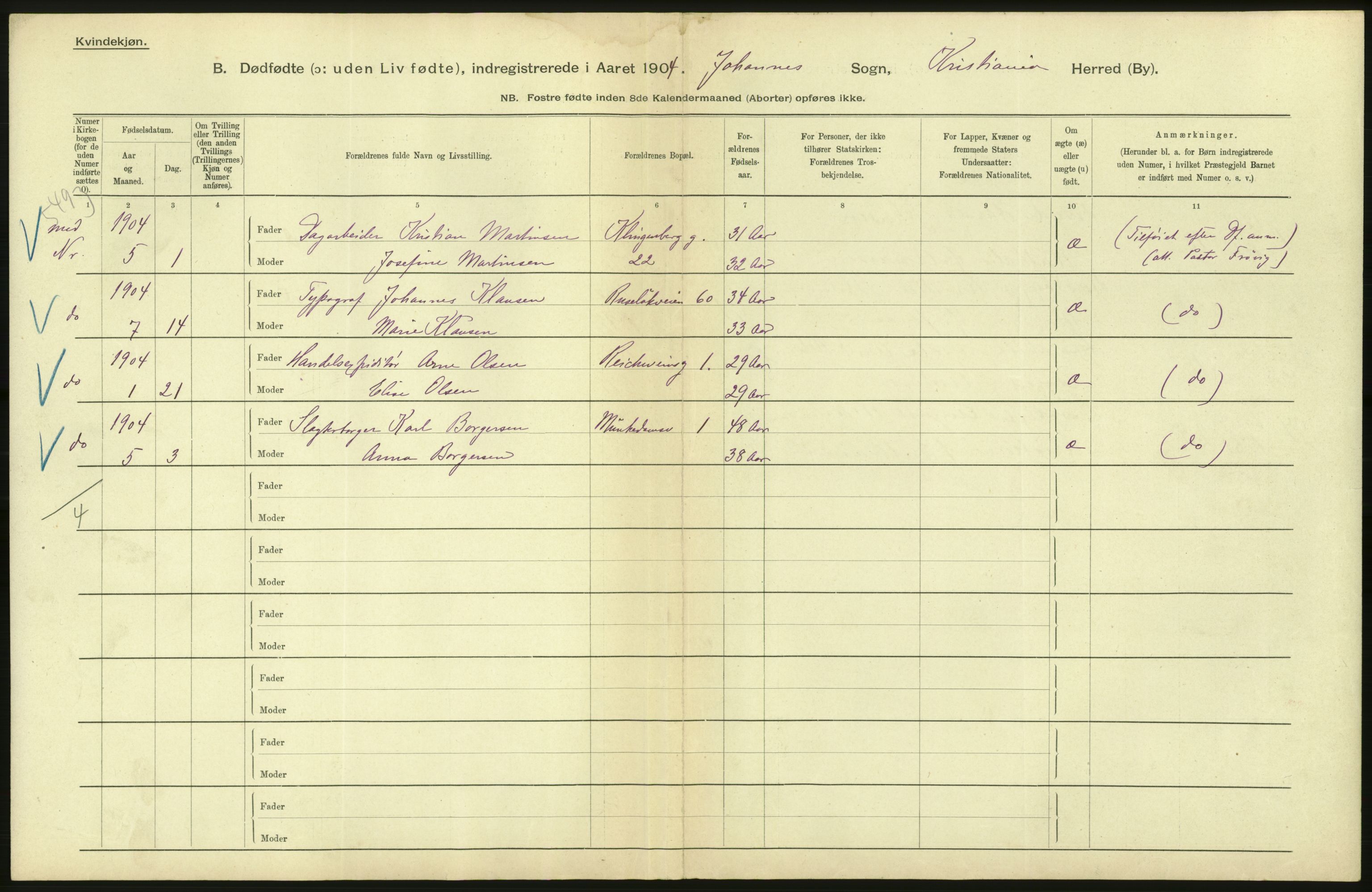 Statistisk sentralbyrå, Sosiodemografiske emner, Befolkning, RA/S-2228/D/Df/Dfa/Dfab/L0027: Smålenes amt - Finnmarkens amt: Dødfødte. Byer, 1904, s. 38