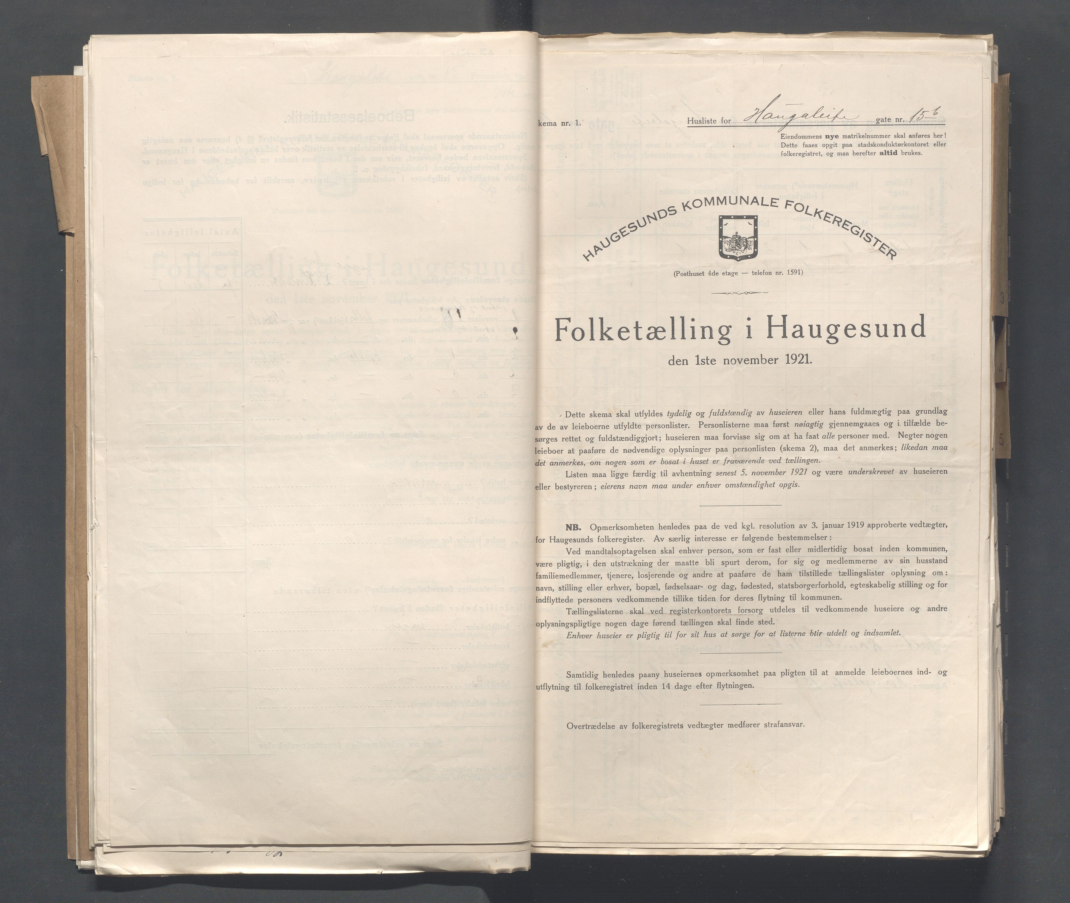 IKAR, Kommunal folketelling 1.11.1921 for Haugesund, 1921, s. 1890