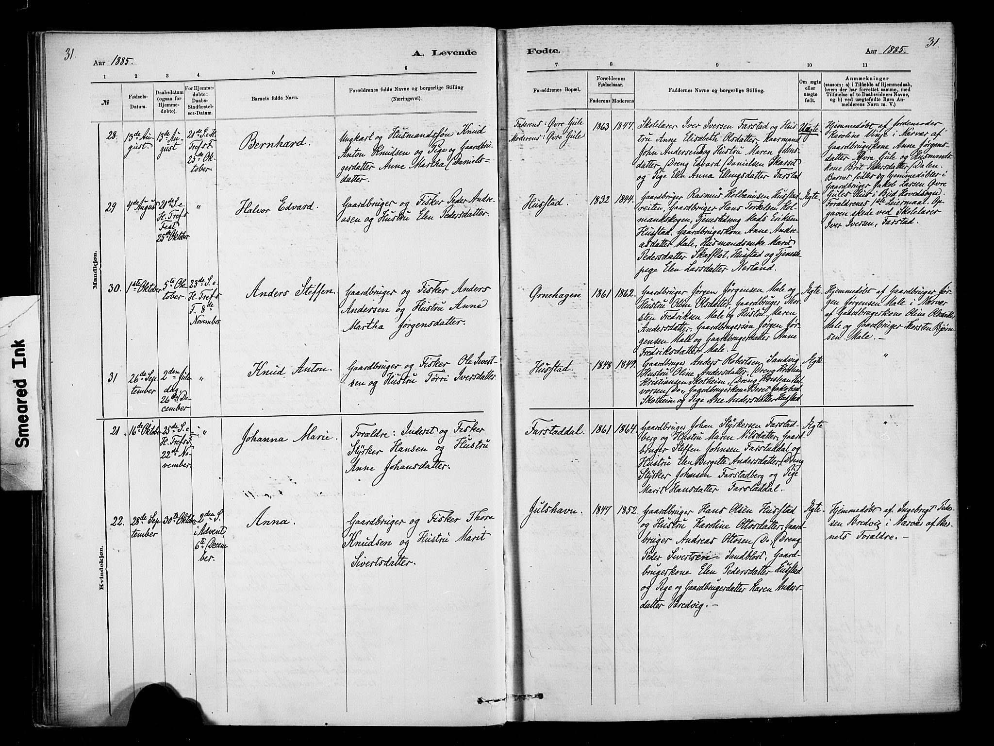 Ministerialprotokoller, klokkerbøker og fødselsregistre - Møre og Romsdal, AV/SAT-A-1454/567/L0778: Ministerialbok nr. 567A01, 1881-1903, s. 31