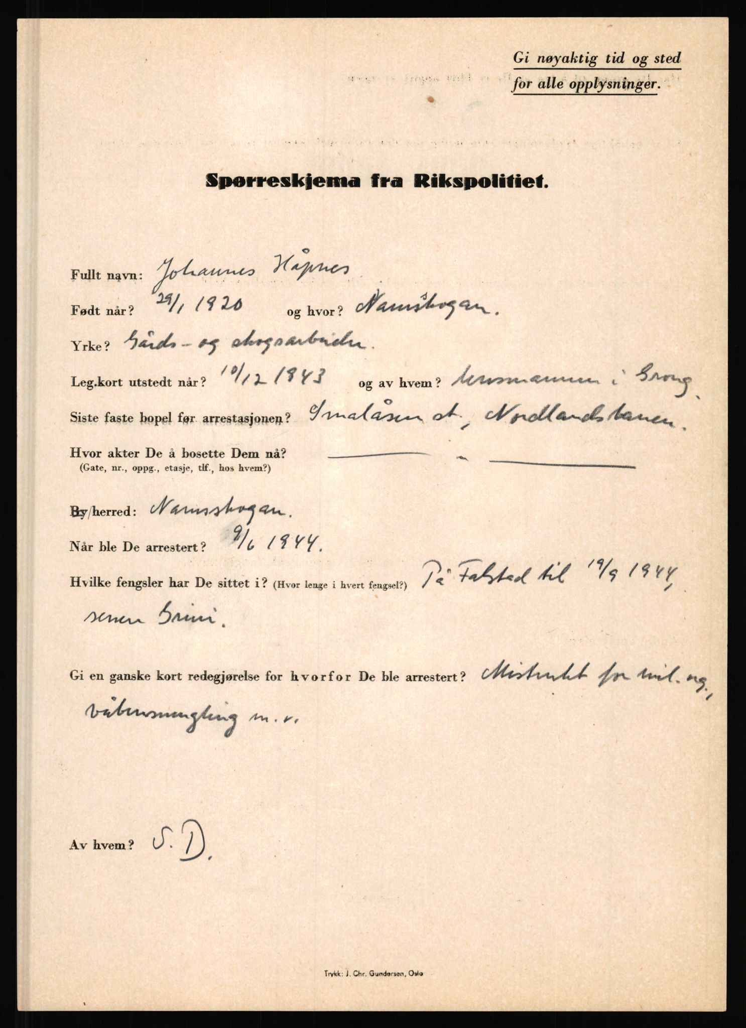 Rikspolitisjefen, AV/RA-S-1560/L/L0007: Heen, Erik C. - Iversen, Trygve, 1940-1945, s. 1031