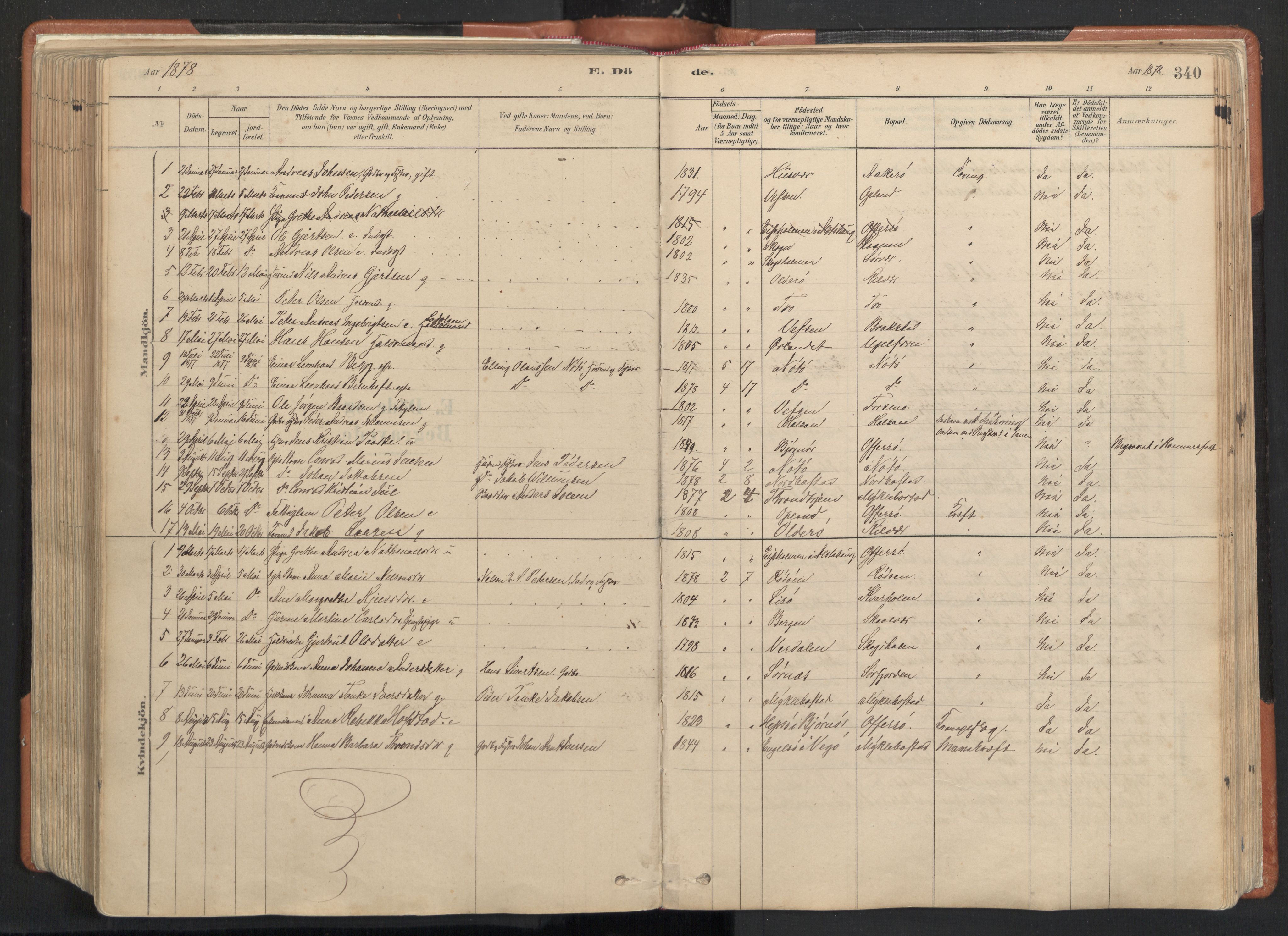 Ministerialprotokoller, klokkerbøker og fødselsregistre - Nordland, AV/SAT-A-1459/817/L0264: Ministerialbok nr. 817A04, 1878-1907, s. 340