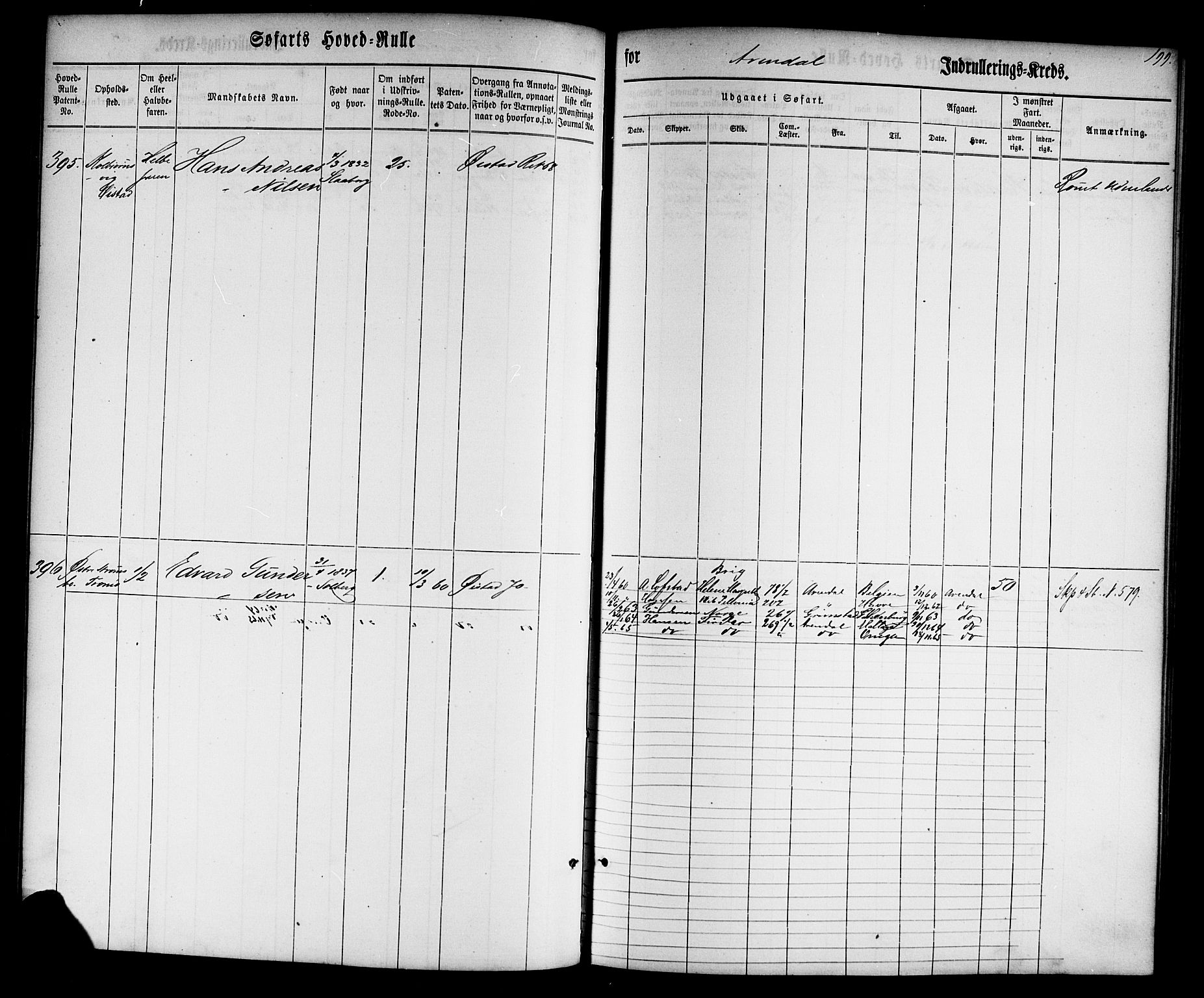 Arendal mønstringskrets, AV/SAK-2031-0012/F/Fb/L0001: Hovedrulle nr 1-766 uten register, E-2, 1860-1868, s. 208