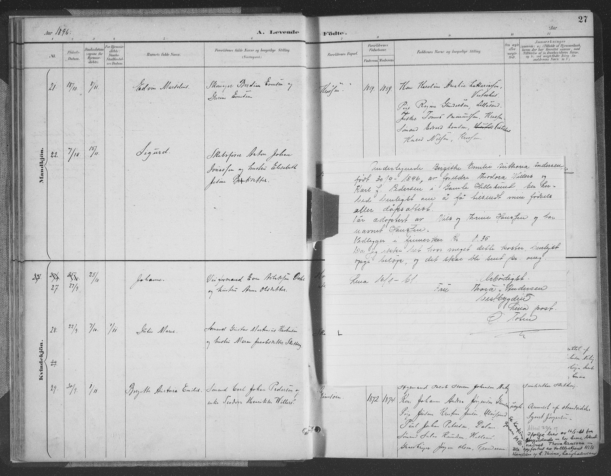 Høvåg sokneprestkontor, AV/SAK-1111-0025/F/Fa/L0006: Ministerialbok nr. A 6, 1894-1923, s. 27