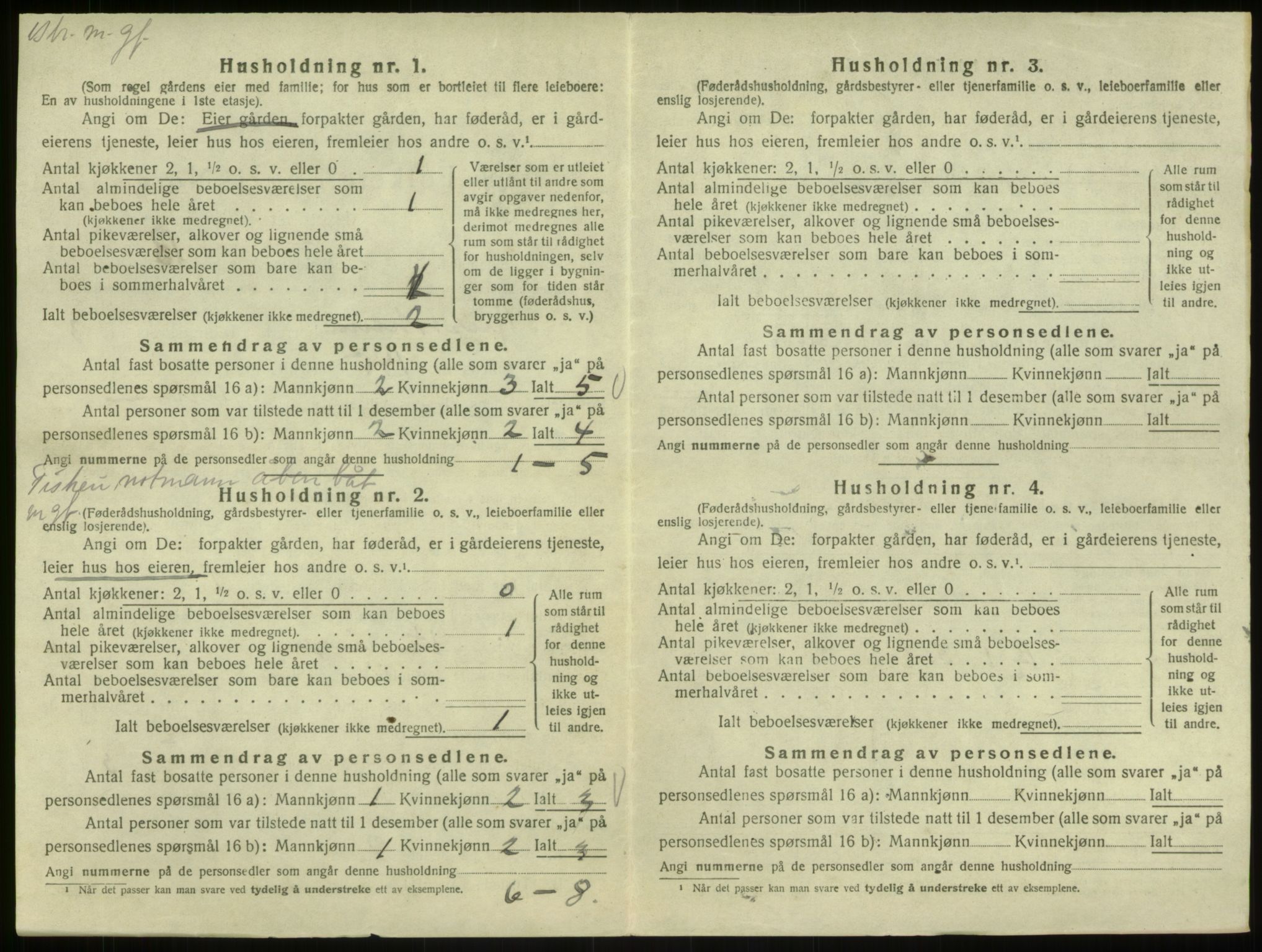 SAB, Folketelling 1920 for 1264 Austrheim herred, 1920, s. 192