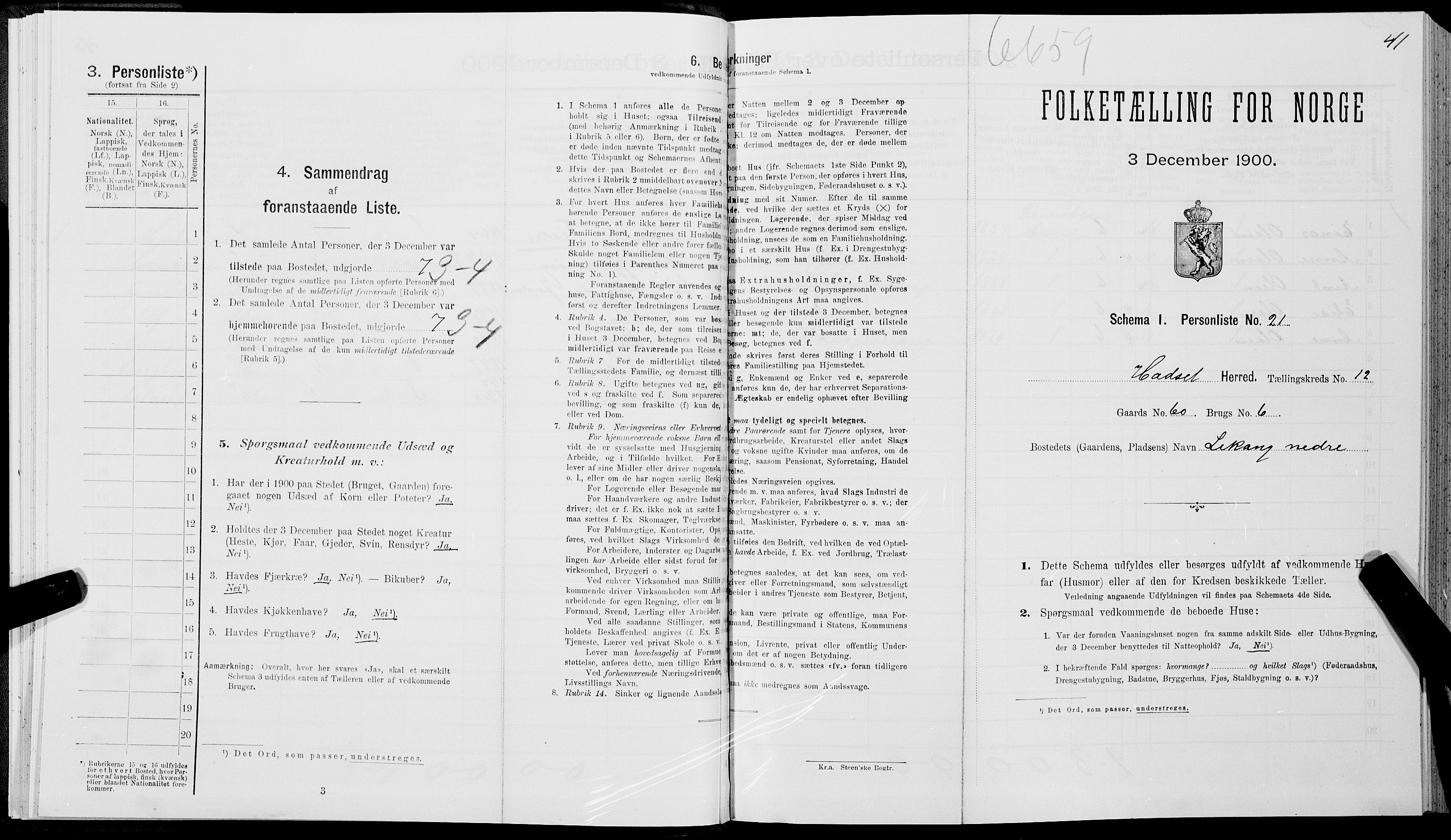SAT, Folketelling 1900 for 1866 Hadsel herred, 1900, s. 1146