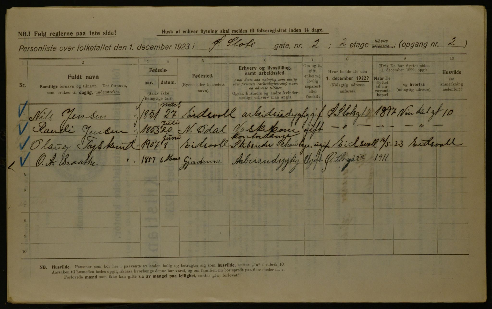 OBA, Kommunal folketelling 1.12.1923 for Kristiania, 1923, s. 143139