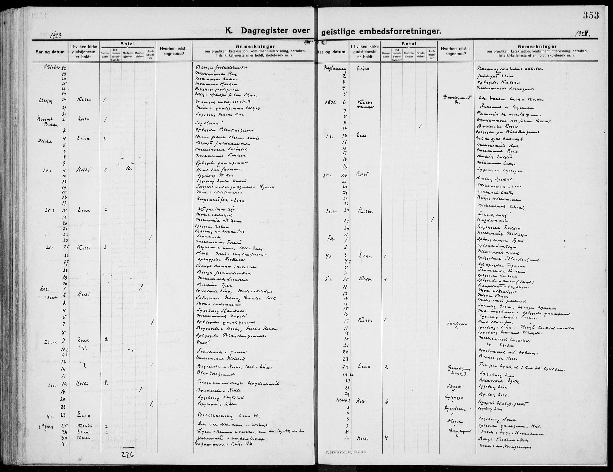 Kolbu prestekontor, AV/SAH-PREST-110/H/Ha/Haa/L0002: Ministerialbok nr. 2, 1912-1926, s. 353